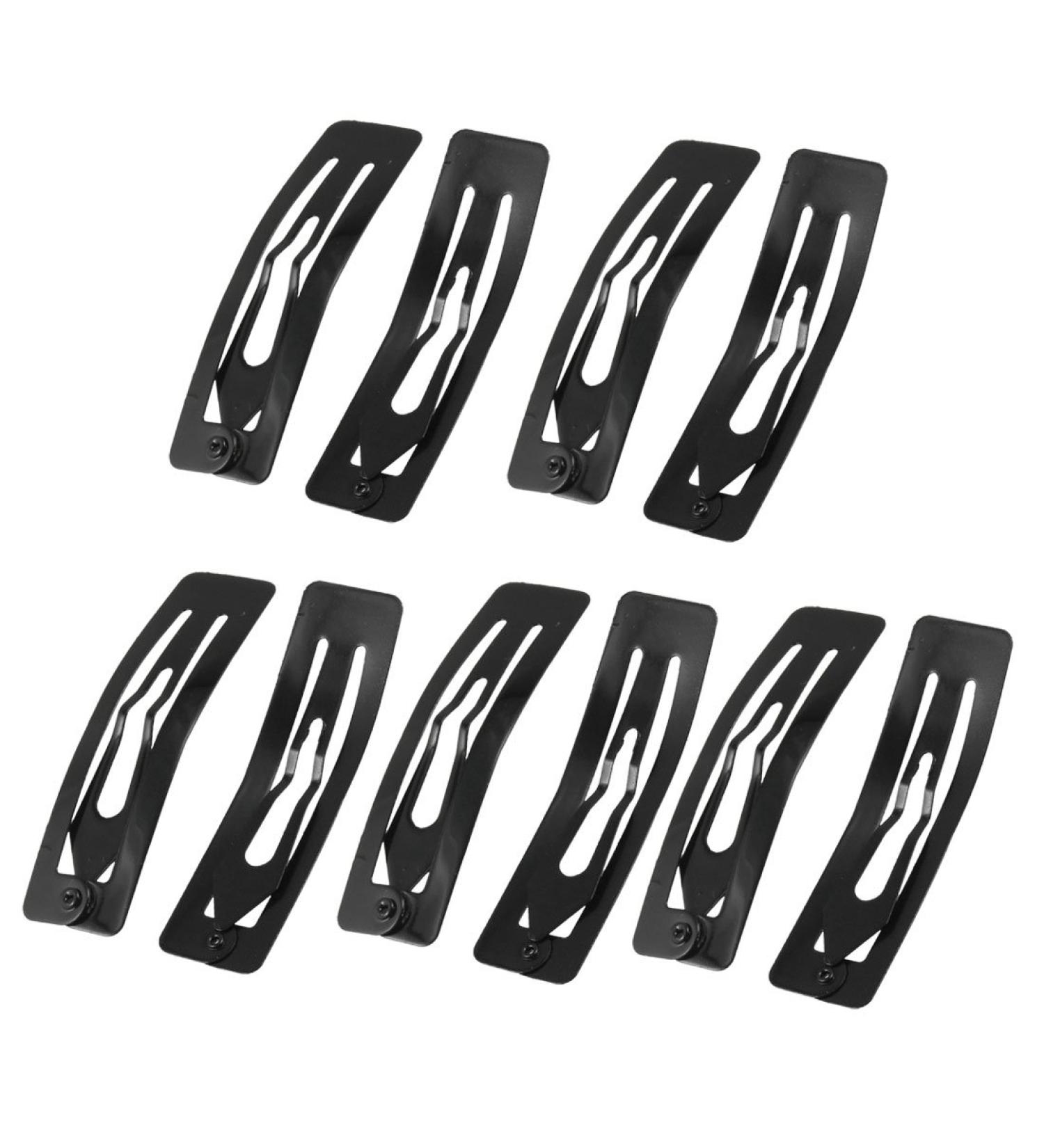 sourcing map 10pcs Women Hairstyle Black Rectangular Shape Metal Hair Clip Barrette