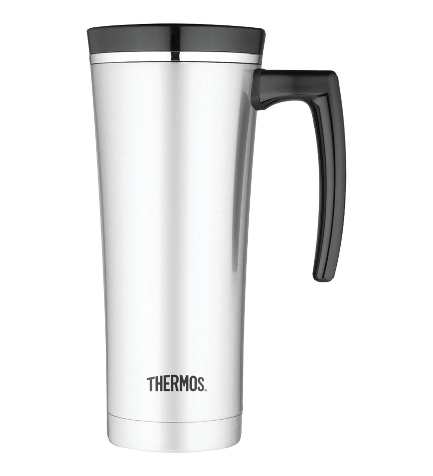Thermos 16oz Vacuum Insulated Travel Mug - Stainless Steel/Black - Buy Online on GoSupps.com