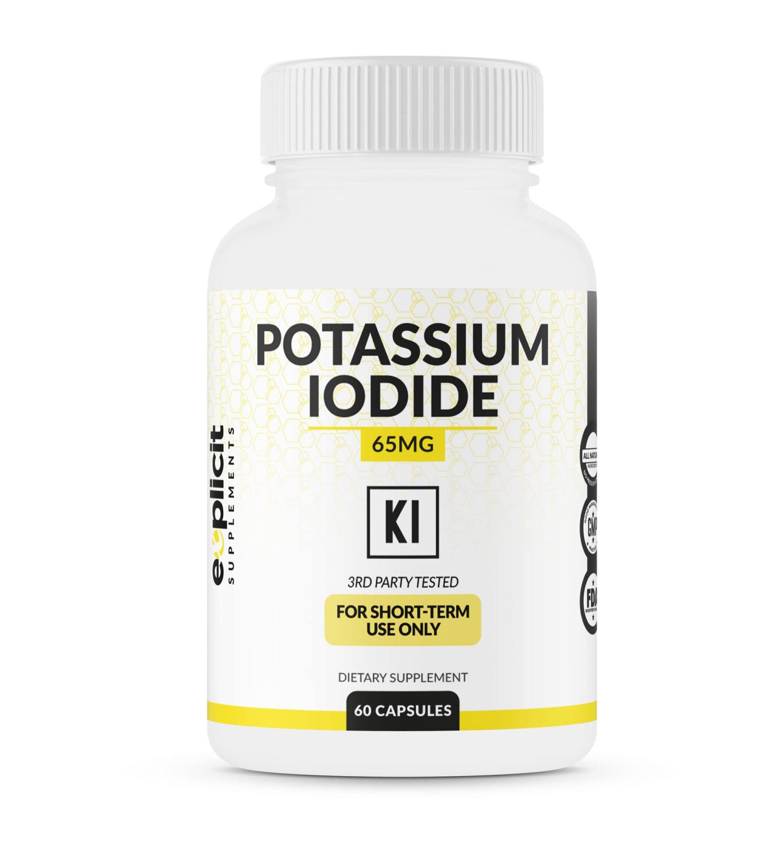 Potassium Iodide 65mg Dose - 60 Servings - Thyroid Support & Defense