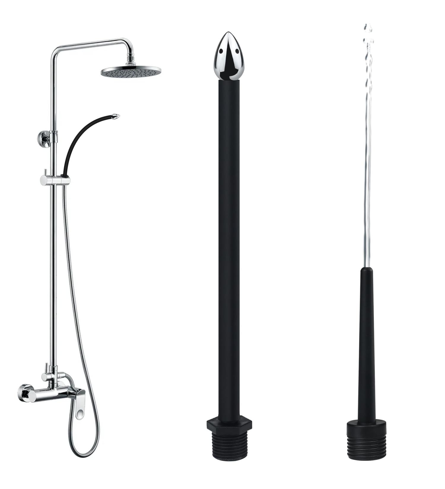 Shower Enema System with On/Off Switch - Reusable Portable Douche Kit for Men & Women - Compatible with Most Shower Systems - ABS Black - Buy Online on GoSupps.com