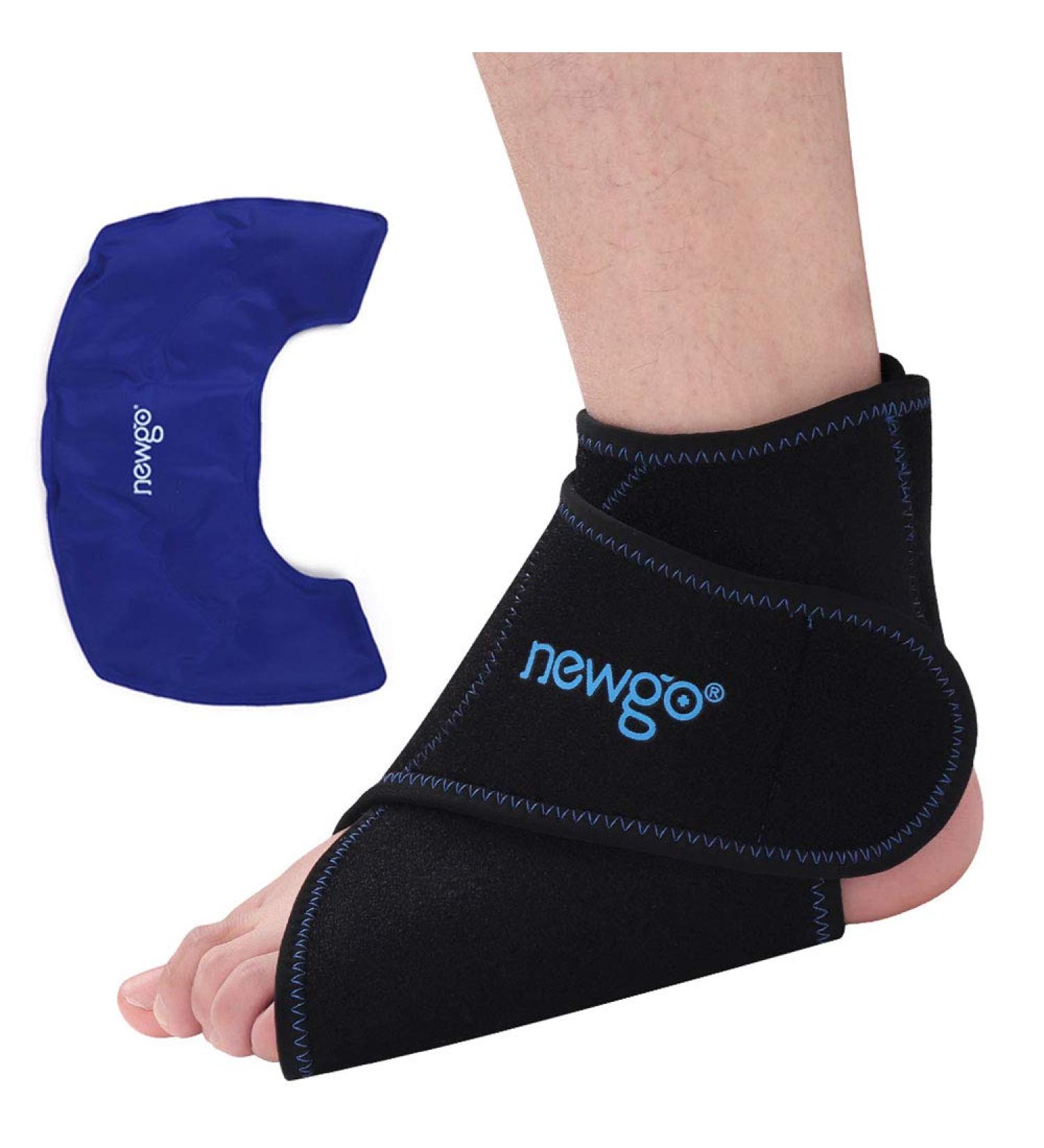 NEWGO Ankle Ice Pack Wrap for Pain Relief - Hot Cold Therapy for Sprained Ankles, Tendonitis, Plantar Fasciitis - Buy Online on GoSupps.com