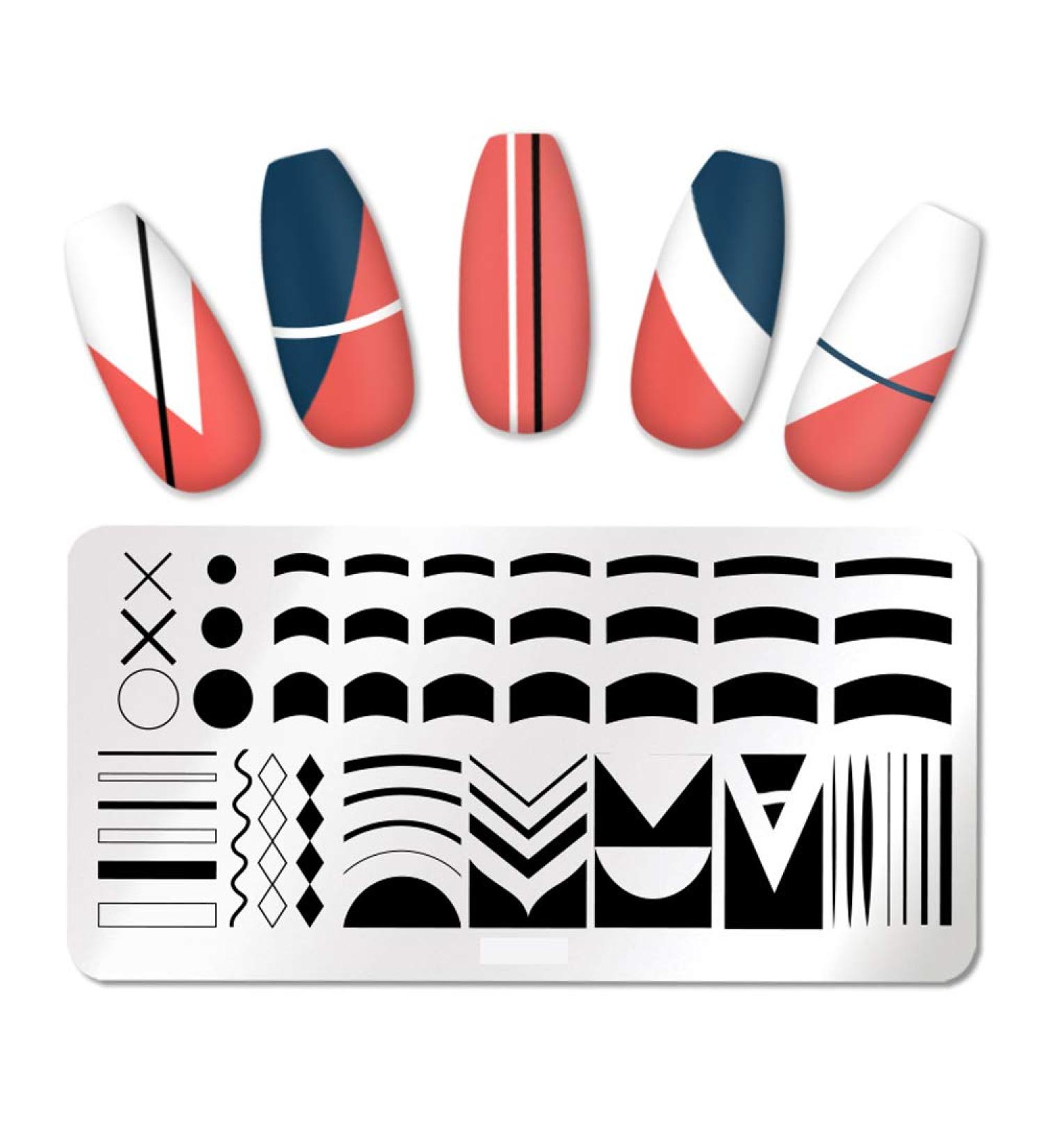 French Tip Nail Stamping Plate Set - Stainless Steel Nail Art Template for French Nail Designs - French Tip Stamp for DIY Nail Art - Buy Online on GoSupps.com
