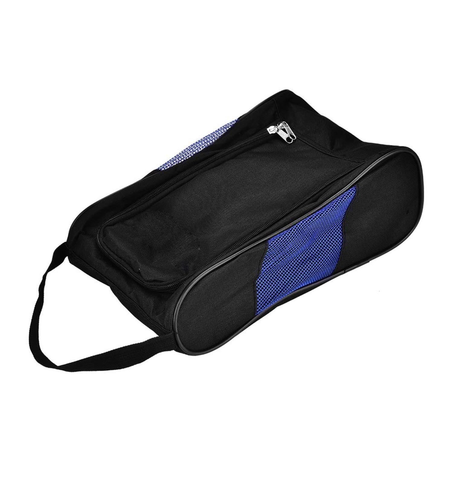 Zerone Portable Golf Shoes Bag - Breathable Dust-Proof Organizer with Pocket, Black and Blue - Ideal for Storing Sports Accessories - Unisex - Buy Online on GoSupps.com