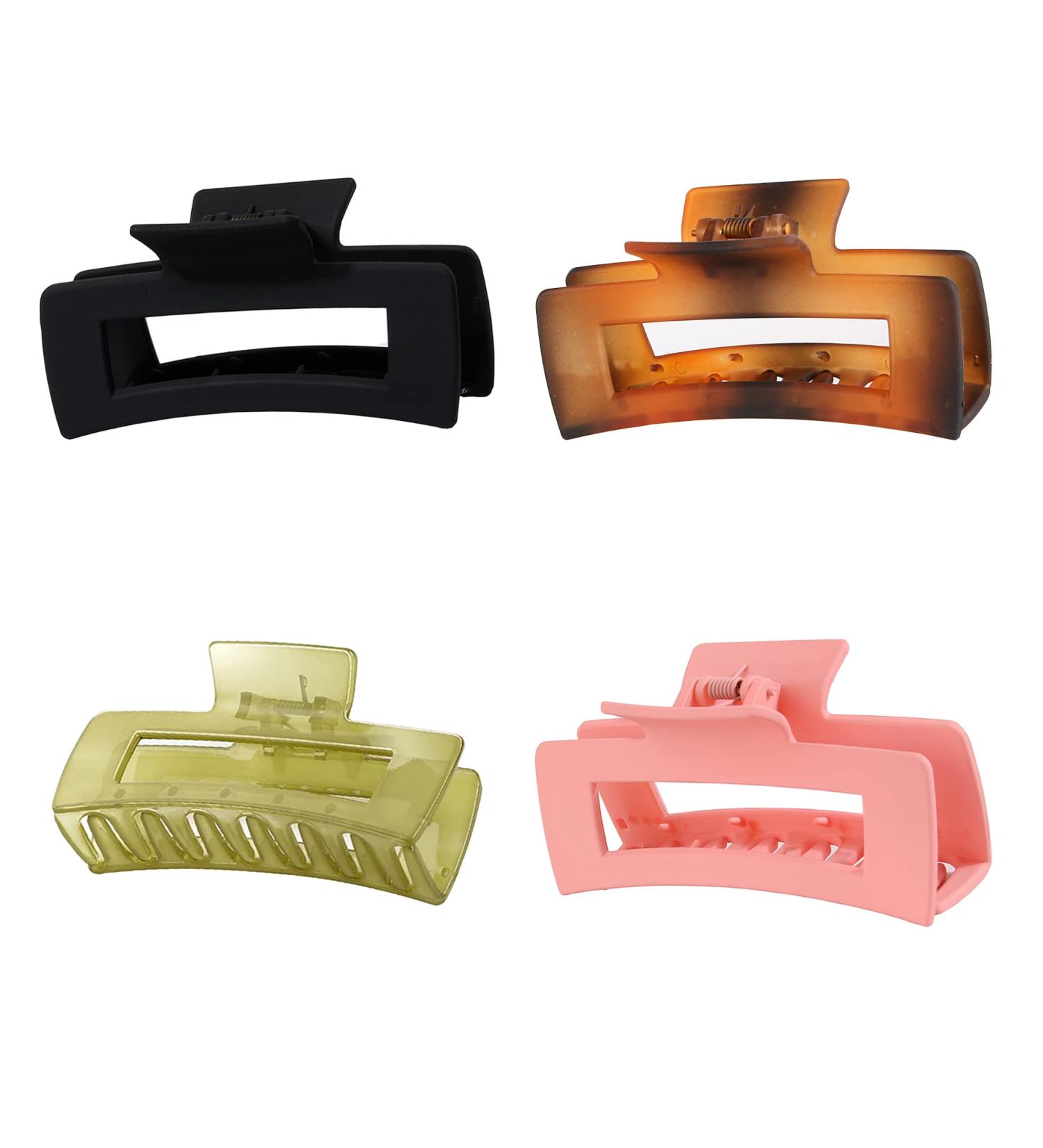 4-Pack 4 Inch Rectangle Claw Clips - Strong Hold Nonslip Hair Accessories for Thick Hair - Buy Online on GoSupps.com