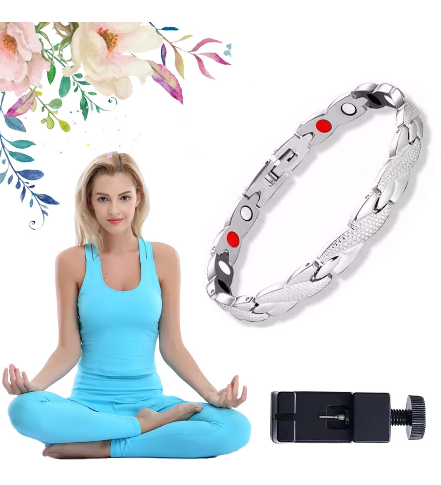 Magnetic Lymph Detox Bracelet Weight Loss Lymph Drainage Magnetic Bracelet Magnetic Therapeutic Slimming Bracelet Promotes Blood Circulation (Silver) - Buy Online on GoSupps.com
