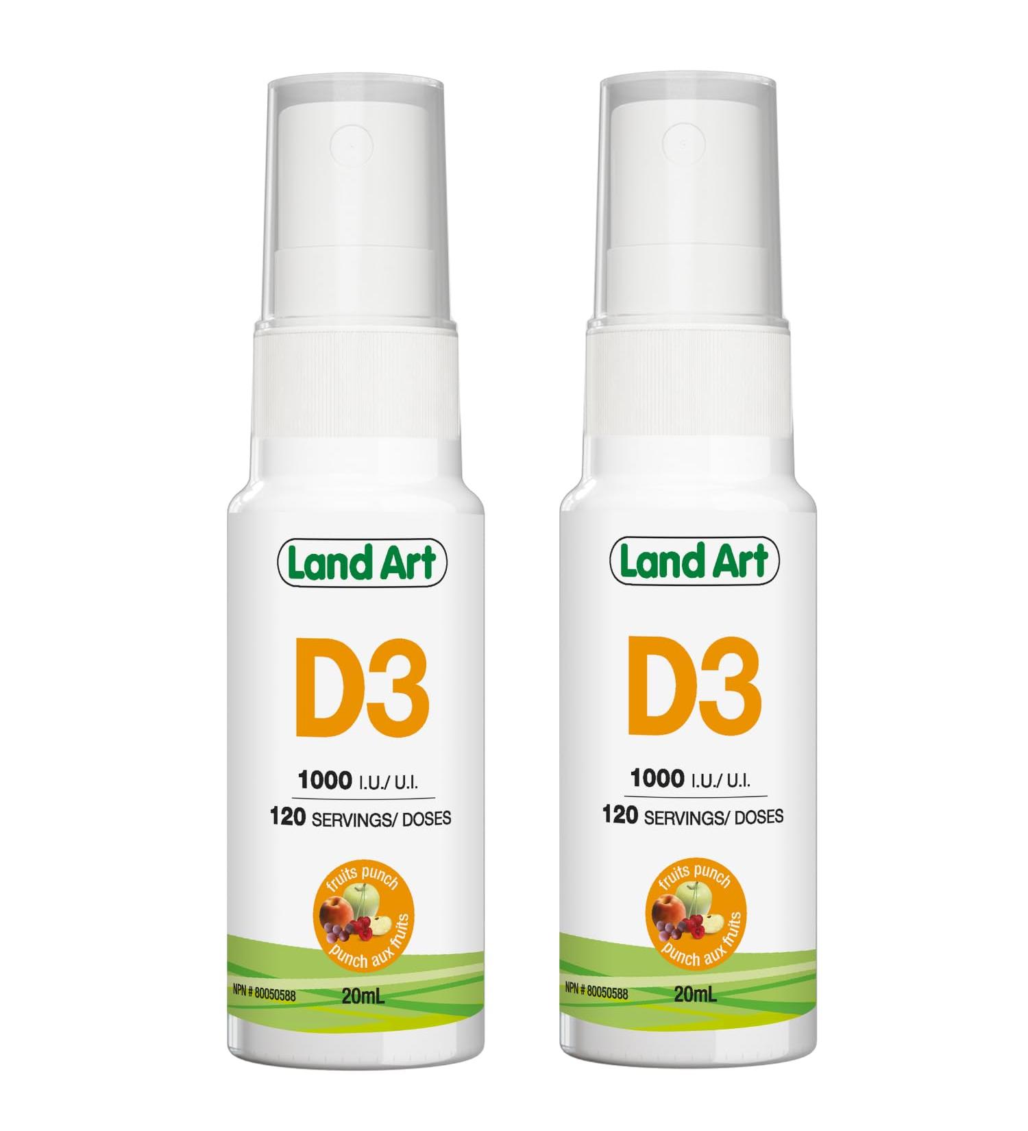 Vitamin D3 Spray - 1000 IU per Spray - 120 Doses Boost Your Immune System - Support Your Bones Sugar Free Non-GMO Gluten Free - Made in Canada PACK OF 2 BOTTLES 20 ml (Pack of 2) - Buy Online on GoSupps.com