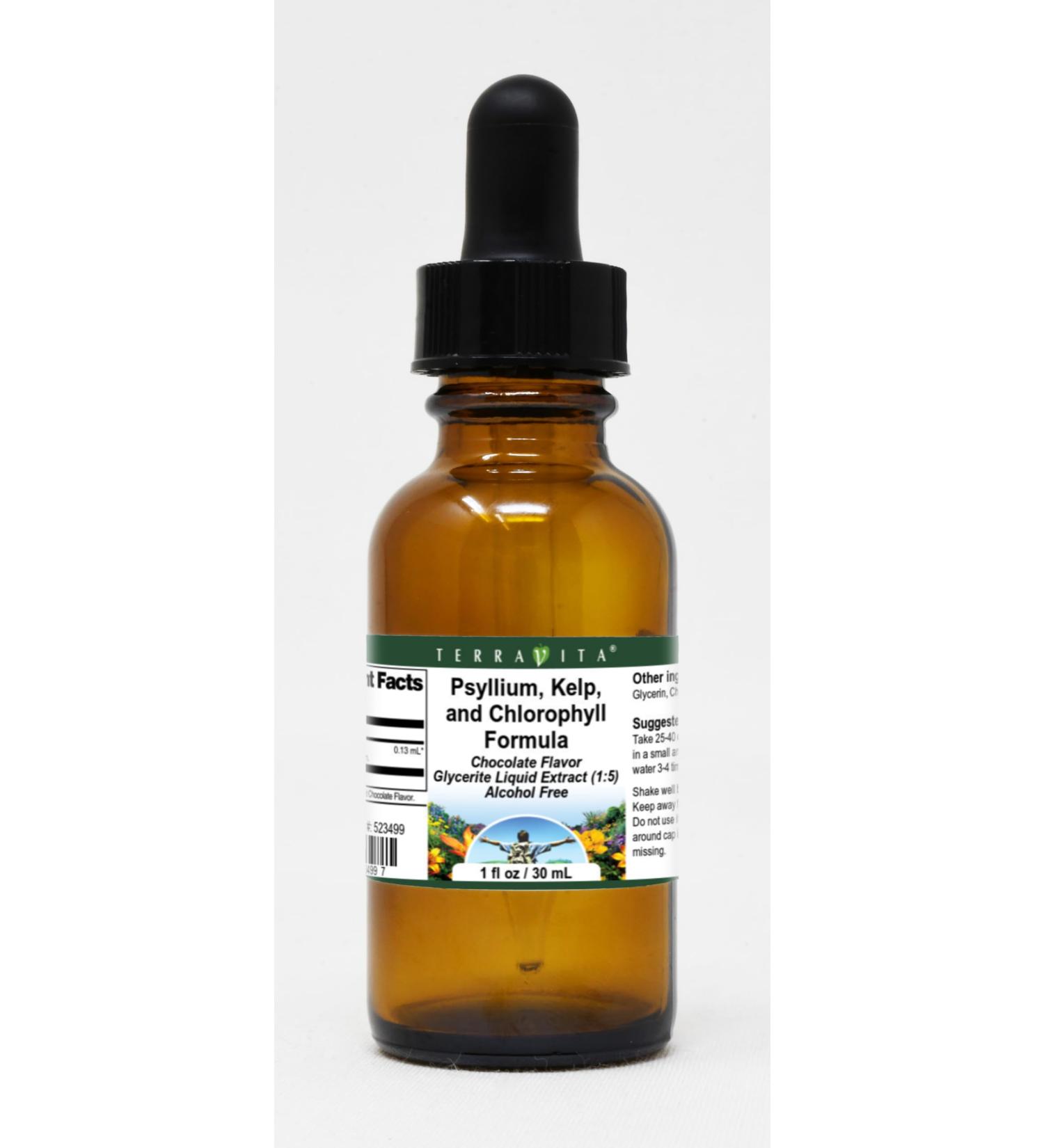 Terravita Psyllium Kelp & Chlorophyll Glycerite Liquid Extract - Chocolate Flavor (1 oz ZIN: 523499) | International Shipping Available - Buy Online on GoSupps.com