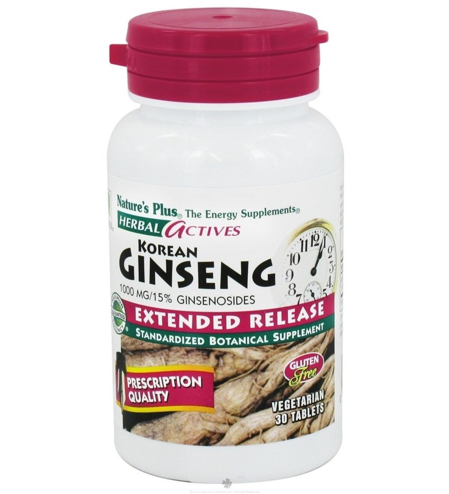 Nature's Plus Korean Ginseng 1000 mg - Extended Release, 30 Vegetarian Tablets - Buy Online on GoSupps.com