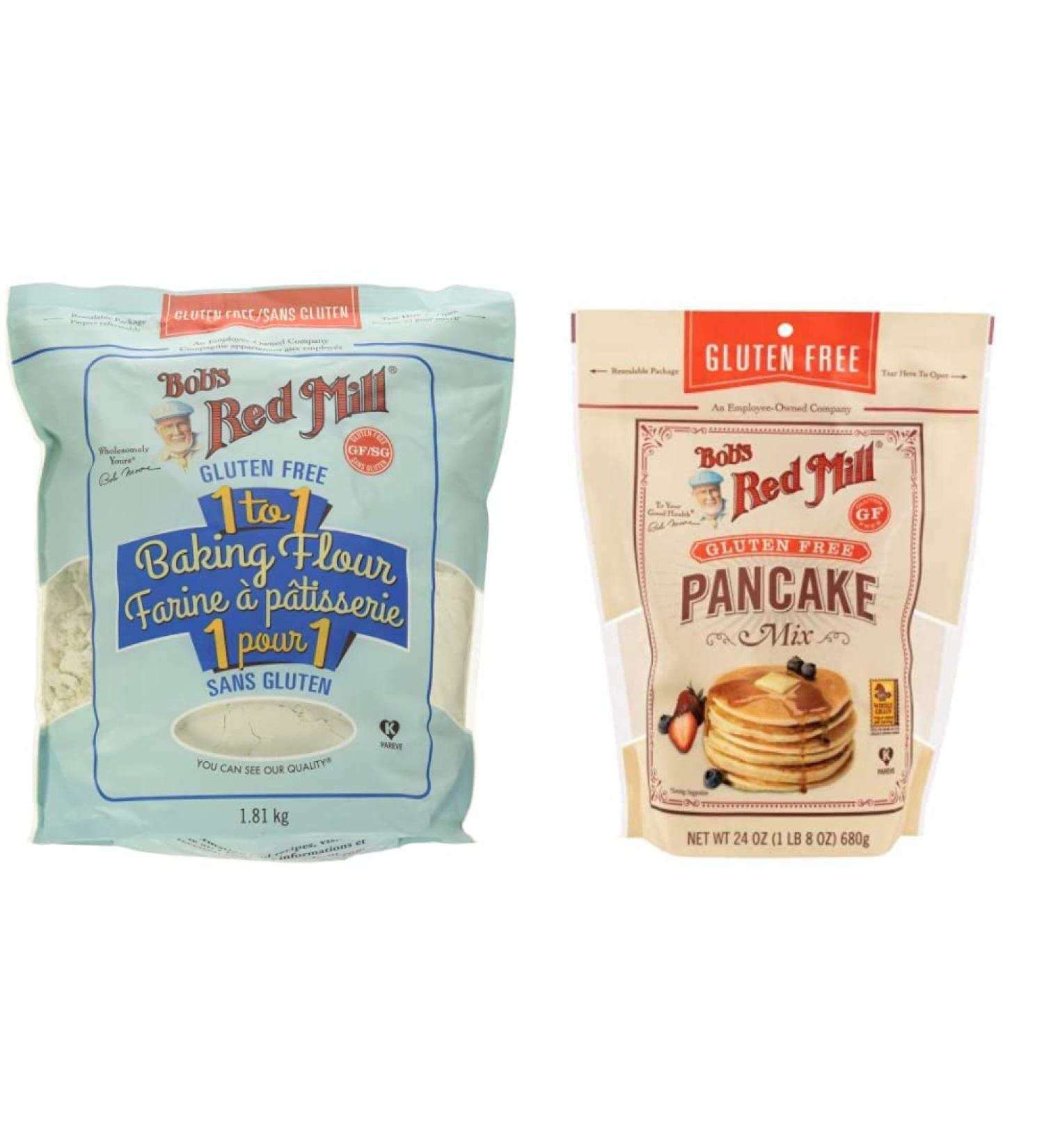 BOB'S RED MILL 1 to 1 Gluten Free Flour 1.814 kg & Bobs Red Mill Pancake and Waffle Mix Gluten Free 680 Grams - Buy Online on GoSupps.com