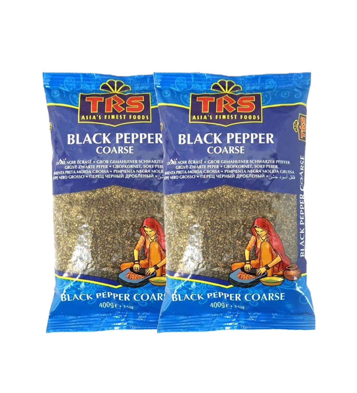 TRS Black Pepper Coarse | 400G |Crushed | Cracked Black Peppercorns | Spice Seasoning Dressing Coarse |Ground Black Pepper |Indian Origin (Pack of 2) - Buy Online on GoSupps.com