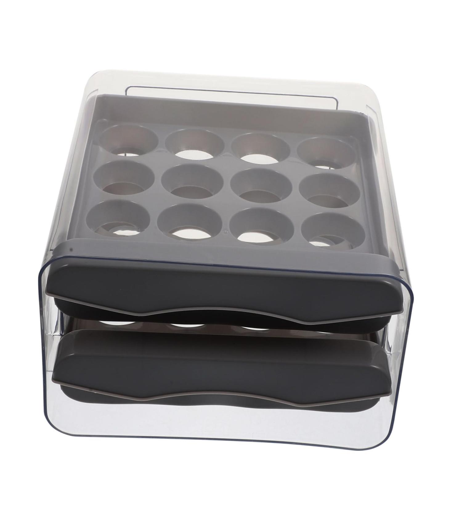 GLEAVI Egg Storage Box Plastic Drawers Beverage Organizer for Fridge Reusable Egg Tray Egg Rack Thicken Grey 21.5x22.5x14cm - Buy Online on GoSupps.com