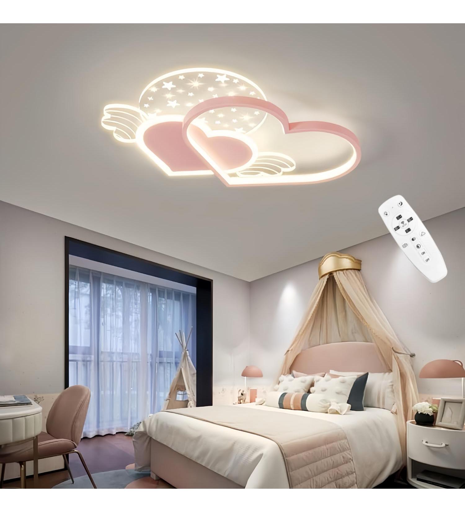 Shop DHGIE Dimmable LED Ceiling Lamp for Children s Room | Remote Control | 38W Cartoon Design in Blue & Pink - Buy Online on GoSupps.com
