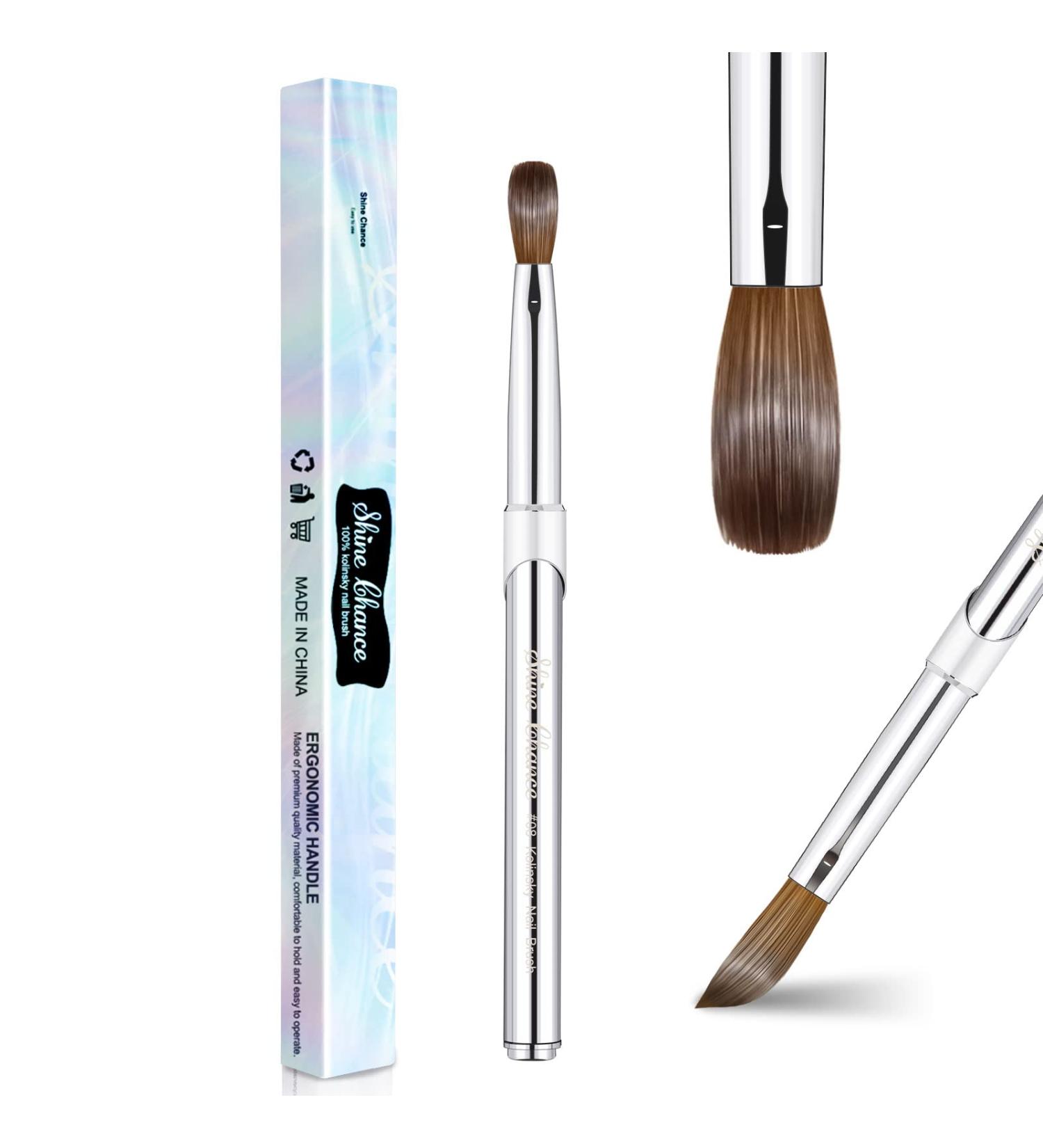 Shine Chance Acrylic Nail Art Brush Size 8 - 100% Pure Kolinsky Hair Oval Nail Brush for Professional Acrylic Application and Manicure - DIY Home Salon Tool - Buy Online on GoSupps.com