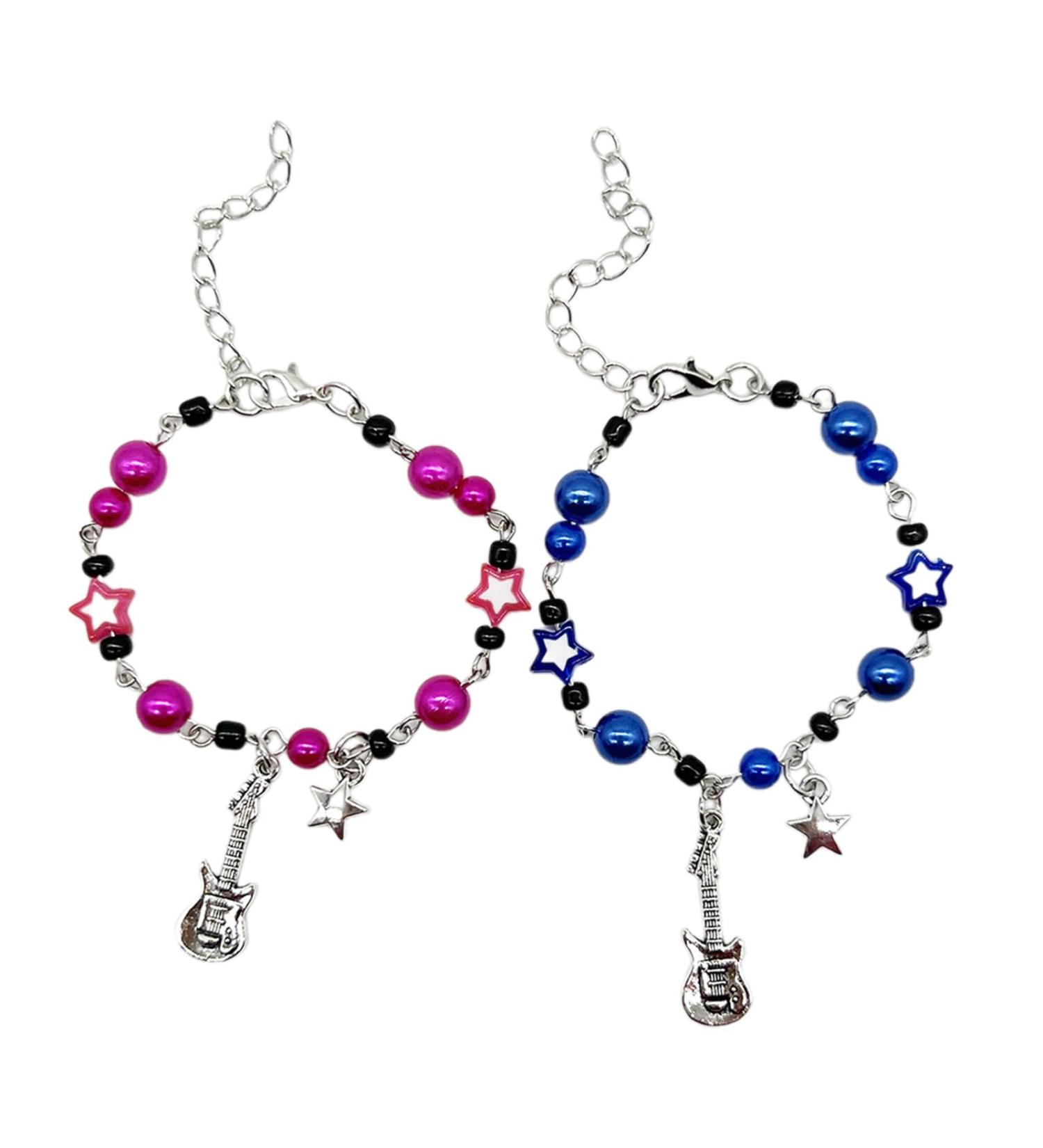 Kuaiyiju Couples Guitar Charm Bracelets - Adjustable Pearl Jewelry for Friendship & Fashion - Buy Online on GoSupps.com