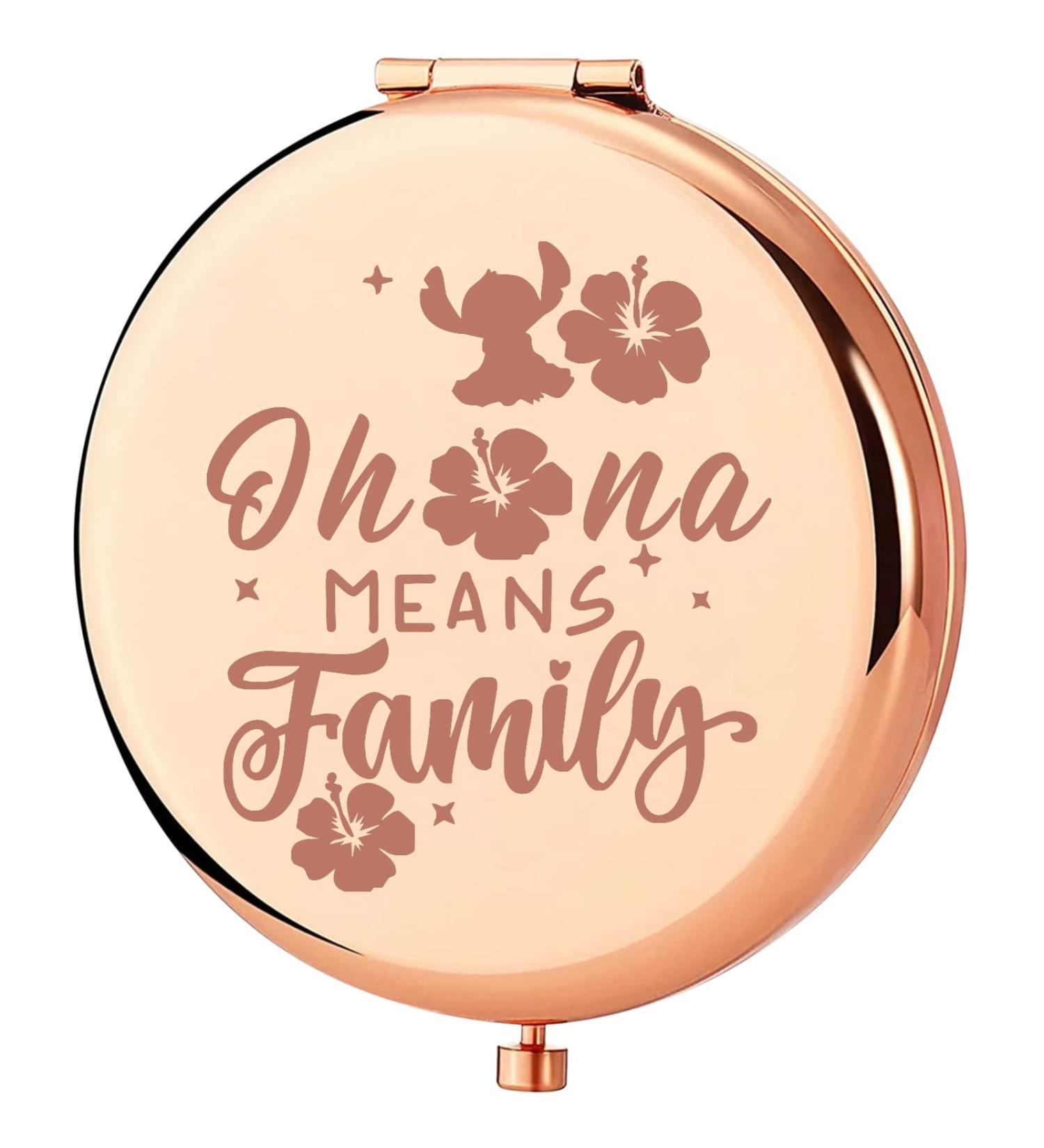 KEYCHAIN Funny Cartoon Movie Pocket Mirror - Ohana Means Family Compact Mirror for Women, Girls, Teenagers - Hawaiian Trip Inspired Gift - Buy Online on GoSupps.com