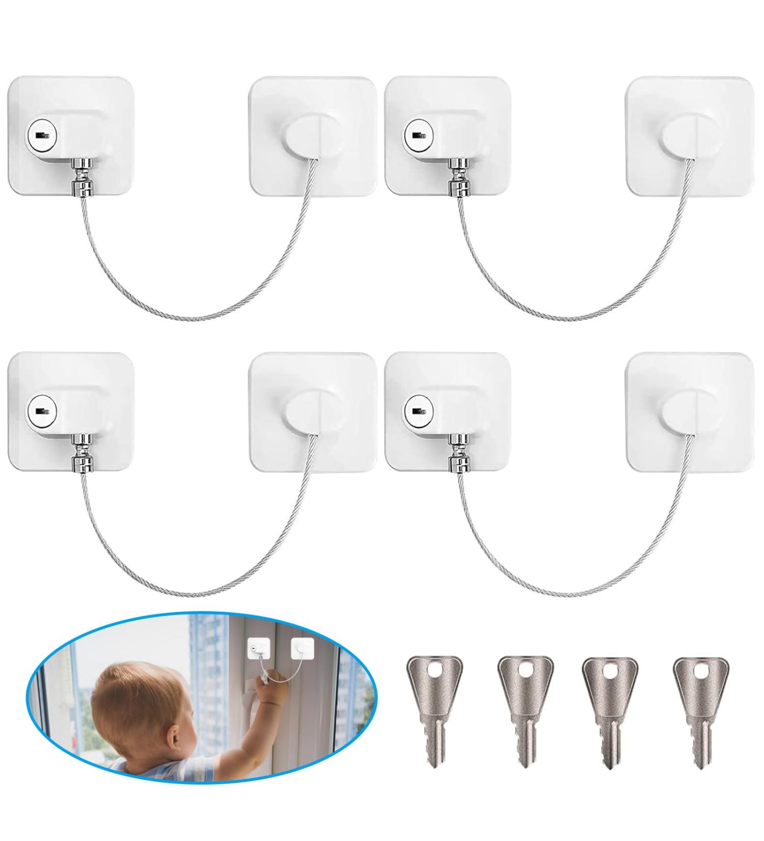 HBSFBH Refrigerator Lock - 4 Pack Child Safety Locks for Windows & Cabinets | No Drilling Child Safety Solutions | Secure Your Home Today! - Buy Online on GoSupps.com