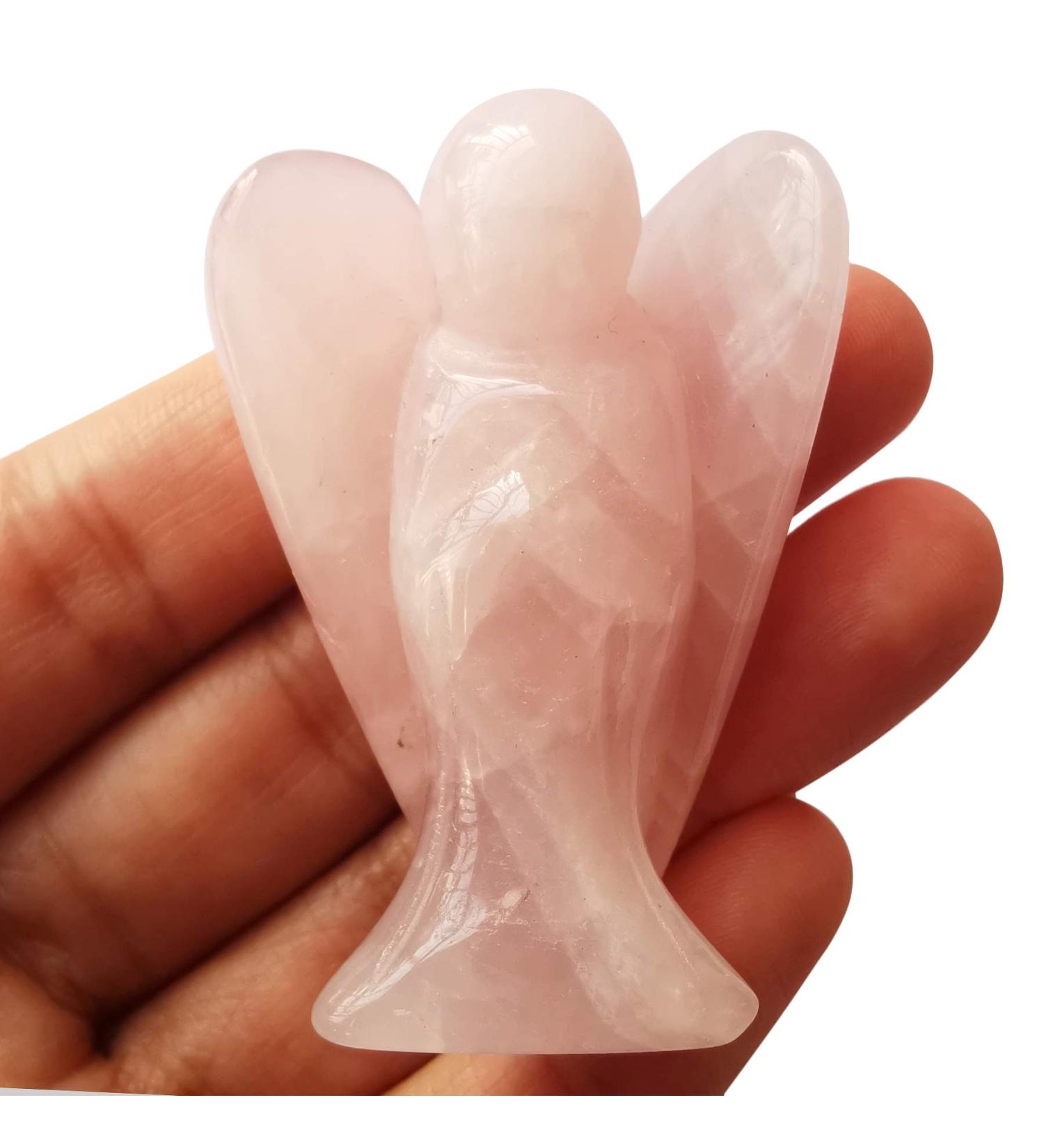 Lovionus89 Rose Quartz Guardian Angel Statue - Hand-Carved Healing Crystal Decor | 5cm 50mm Unique Figurine - Buy Online on GoSupps.com