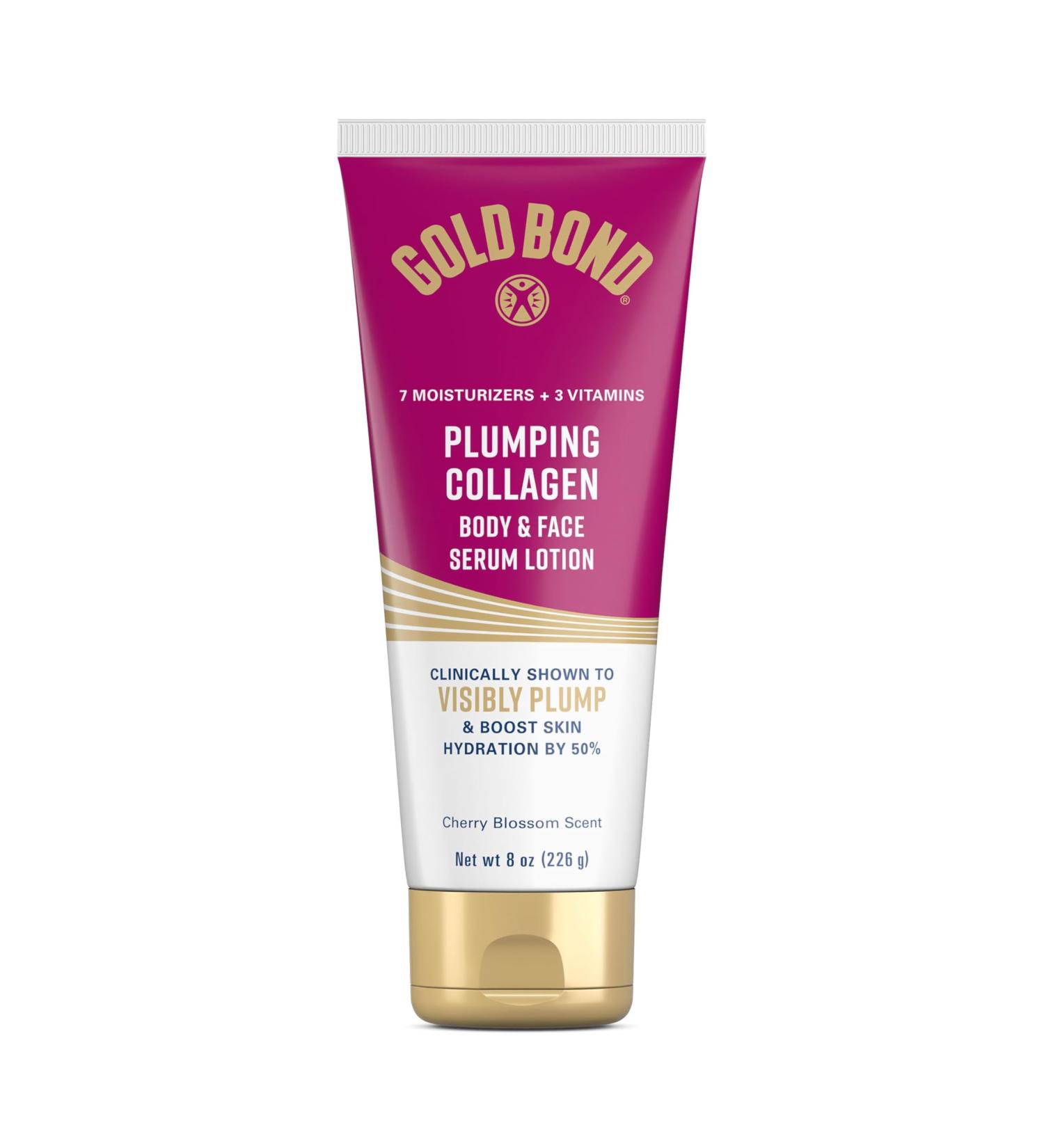 Gold Bond Plumping Collagen Body and Face Serum Lotion Lightweight Hydrating Moisturizer with Collagen Peptide Complex Jojoba and Grapeseed Oils to Visibly Plump Skin Cherry Blossom Scent 8 oz 8 Ounce (Pack of 1) 1 - Buy Online on GoSupps.com