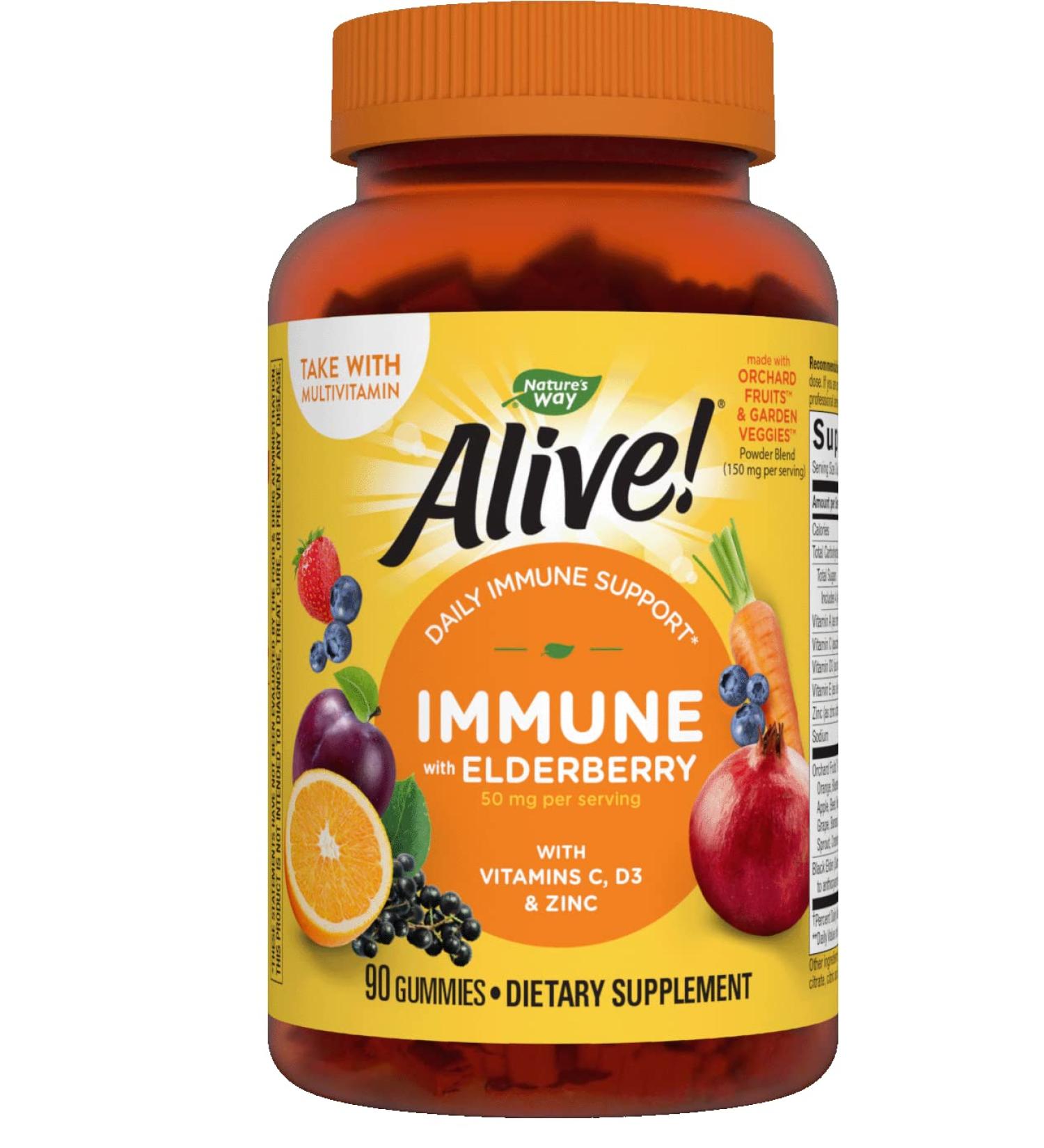 Nature's Way Alive! Immune Gummies - Grape & Cherry Flavors, 90 Count - Buy Online on GoSupps.com