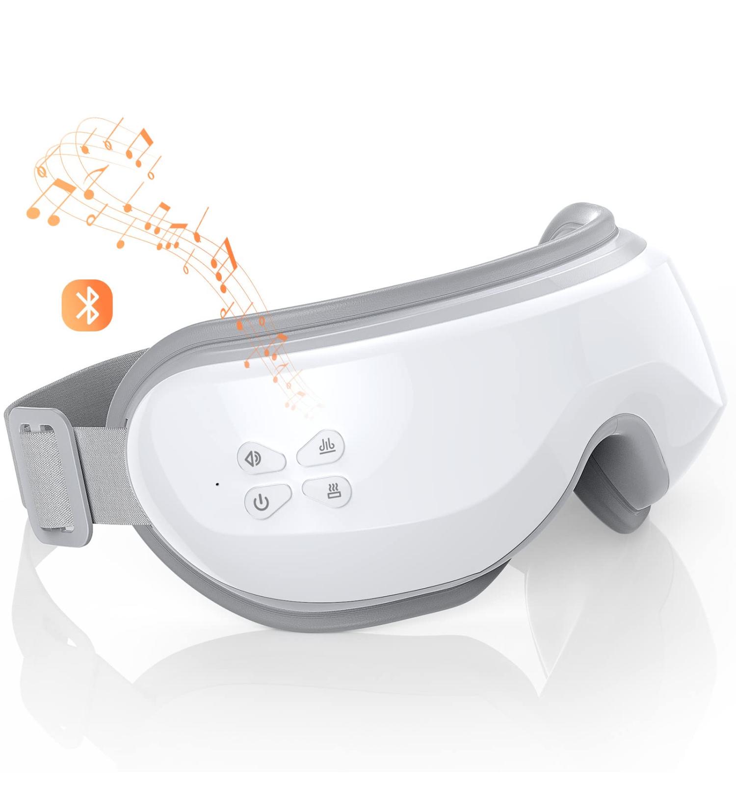 Premium Eye Massager with Heat & Music - Perfect Birthday Gift for Migraine Relief Sleep Improvement & Eye Strain Reduction - Ideal for Women & Men - White - Buy Online on GoSupps.com