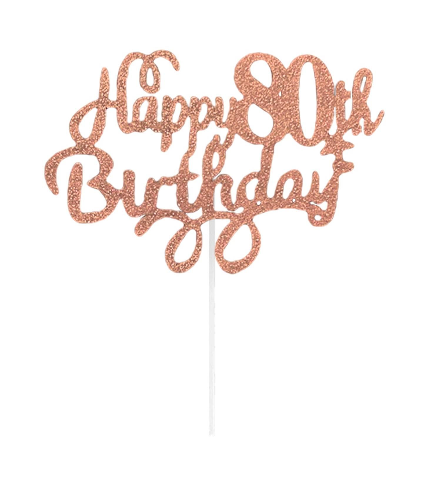 CHEERYMAGIC Happy 80th Birthday Cake Topper Rose Gold Glitter 80th Birthday Cake Decorations Happy Birthday Cupcake Toppers for Birthday Anniversary Party Decorations A4-SRDGZS (Rose Gold) - Buy Online on GoSupps.com