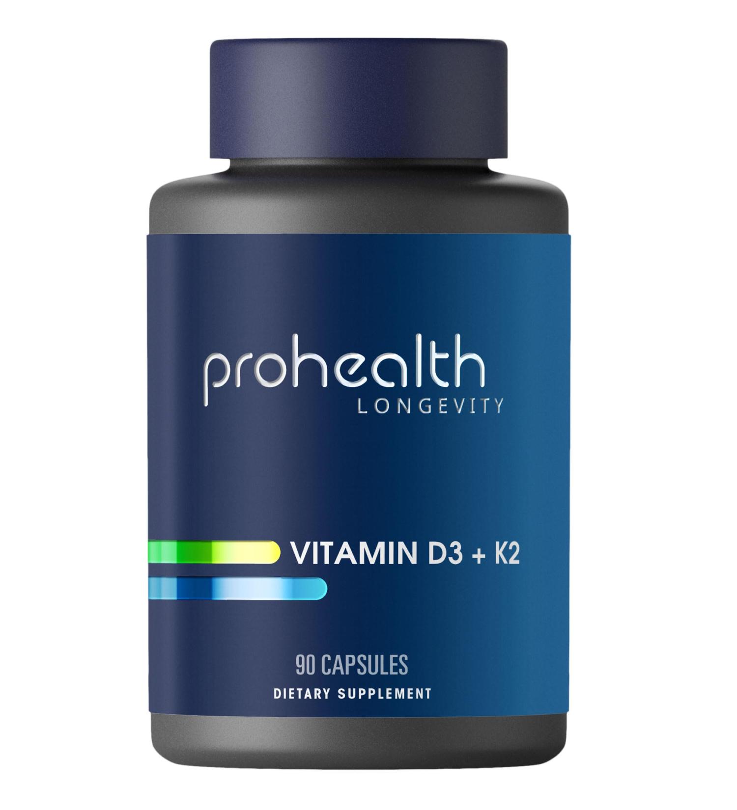 ProHealth Vitamin D3 + K2 | 90 Capsules | Bioactive VegD3 & MK-7 for Bone, Heart & Immune Support | Non-GMO, Triple Lab-Tested, USA GMP-Certified