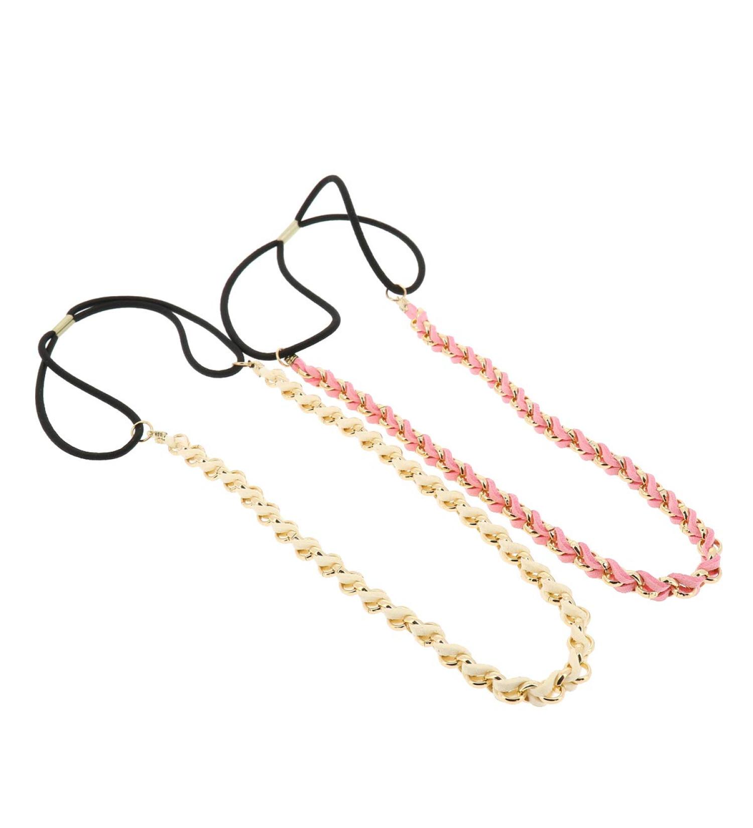 Buy White & Pink 2-Piece Ladies Hair Bands | Golden South Braided Velvet Headbands | Vintage Wedding & Boho Style Headwear - Buy Online on GoSupps.com