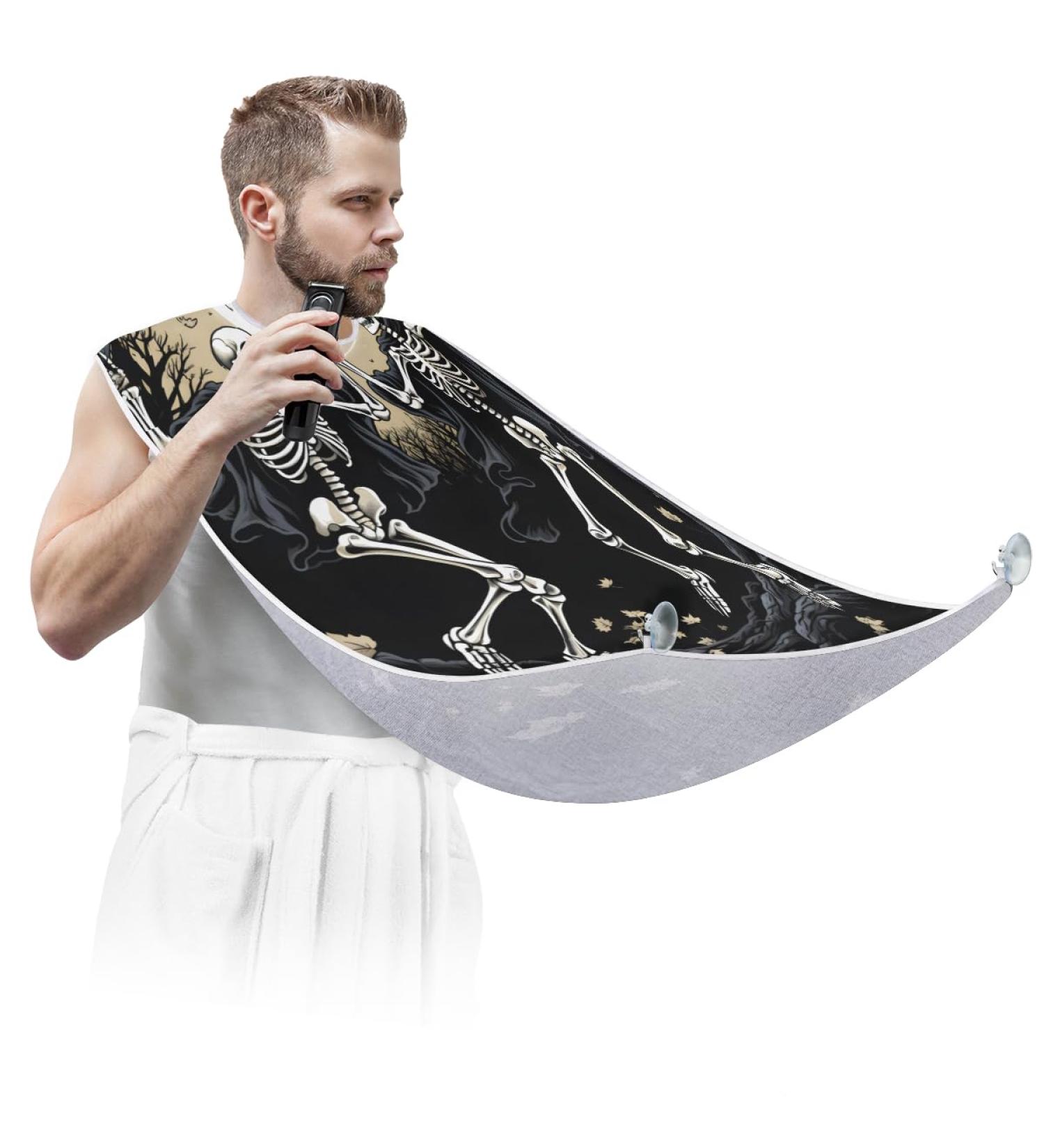 Buy Halloween Forest Skeleton Beard Bib Apron Best Beard Hair Catcher for Men | Perfect Gift for Dad & Husband | Shaving Bib with Suction Cups - Buy Online on GoSupps.com