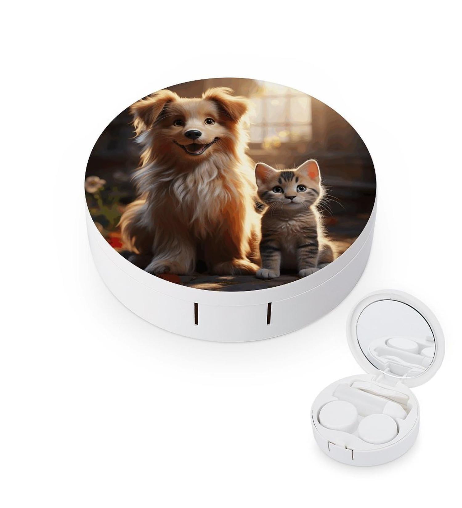 Buy Dogs and Cats Print Contact Lens Case | Travel Care Box for Lenses - International Shipping Available - Buy Online on GoSupps.com