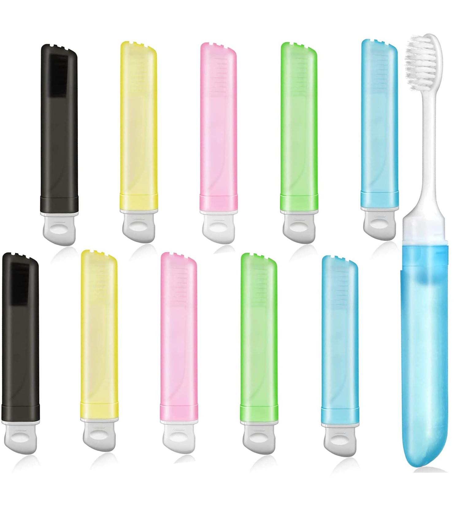 Travel Toothbrush Set - 10 Foldable Portable Soft Bristle Toothbrushes for Camping & Travel - Buy Online on GoSupps.com