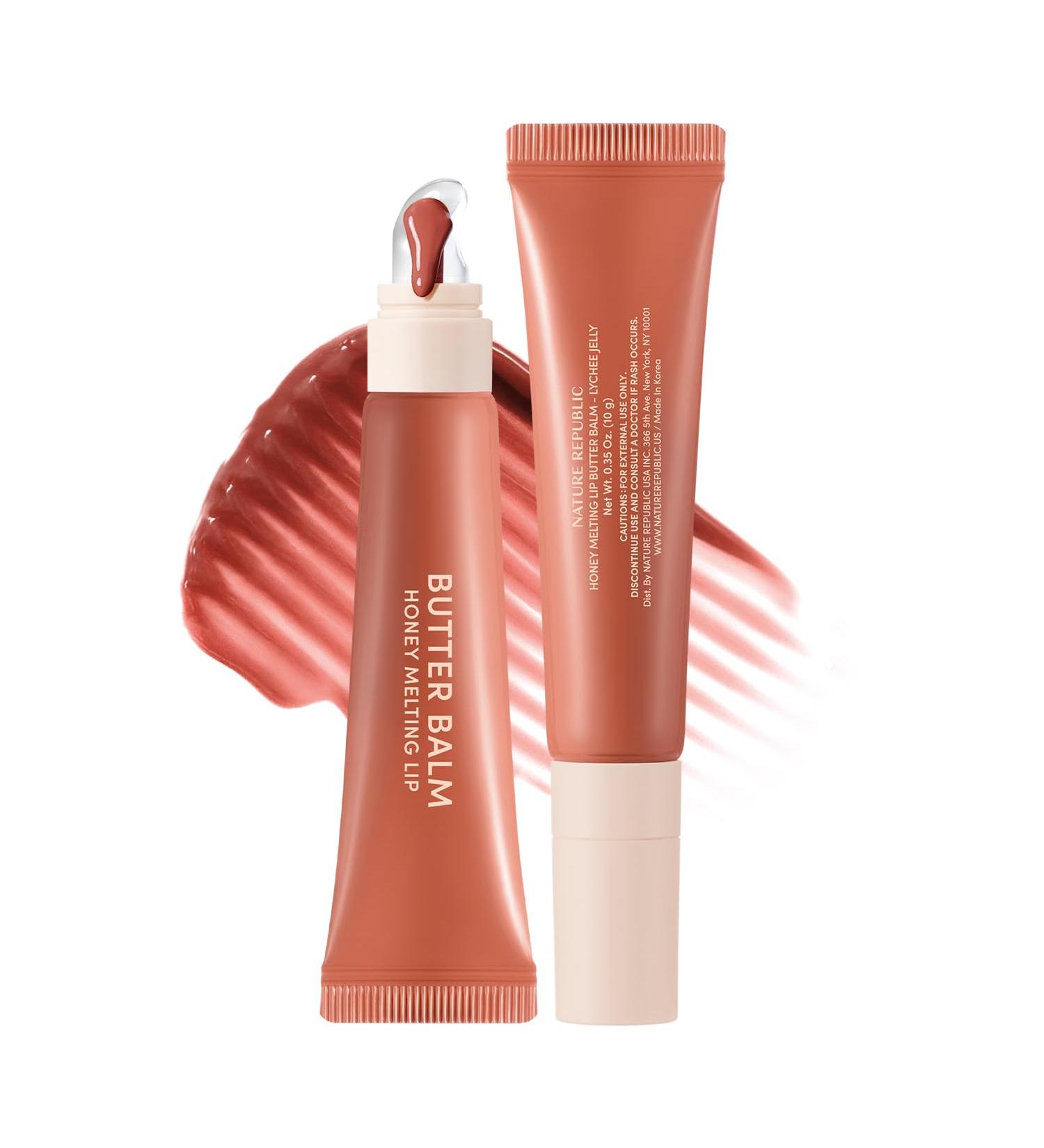 Nature Republic Honey Melting Lip Butter Balm Moisturizing Tinted Balm with Peptides, for Sheer & Glossy, Smooth & Soft Lips (LYCHEE JELLY) - Buy Online on GoSupps.com