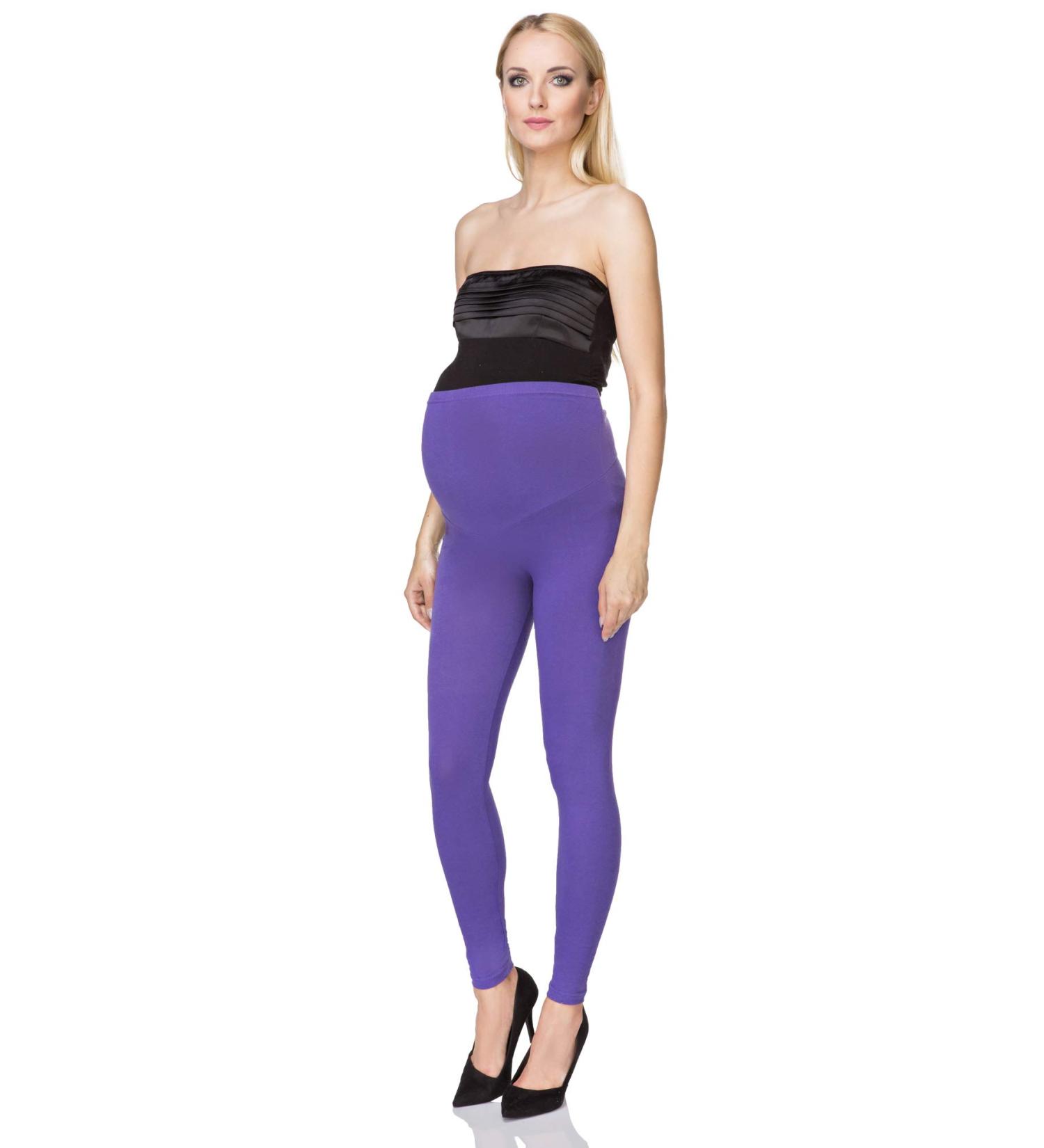 SOFTSAIL Maternity Leggings Pregnancy Pants Cotton Trousers with Belly Support Over Bump High Waisted Stretchy Soft Women Maternity Clothes Pregnancy Wear 12 Violet
