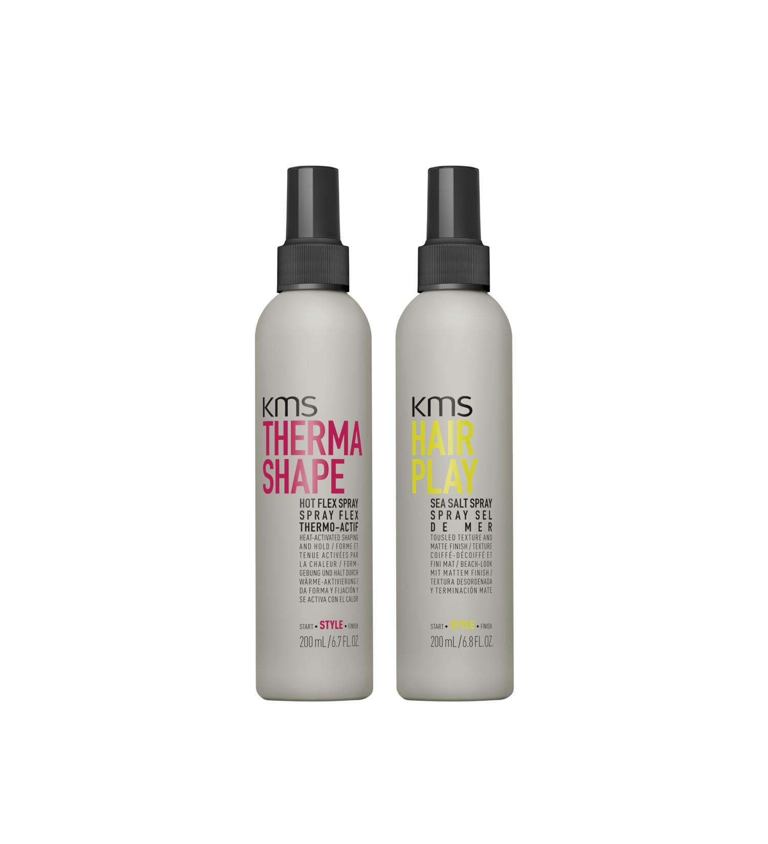 KMS THERMASHAPE Hot Flex Heat Styling Spray 6.7 oz HAIRPLAY Sea Salt Spray 6.7 oz