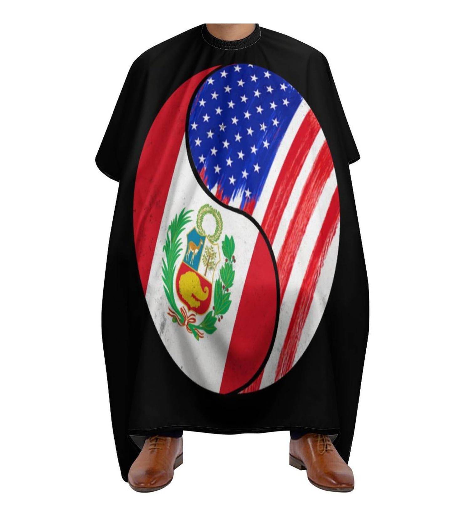 US Flag Barber Cape for Hair Cutting | Water Stain Resistant & Anti-Static | 56.7"x66.9" Salon Apron - Professional Quality - Buy Online on GoSupps.com