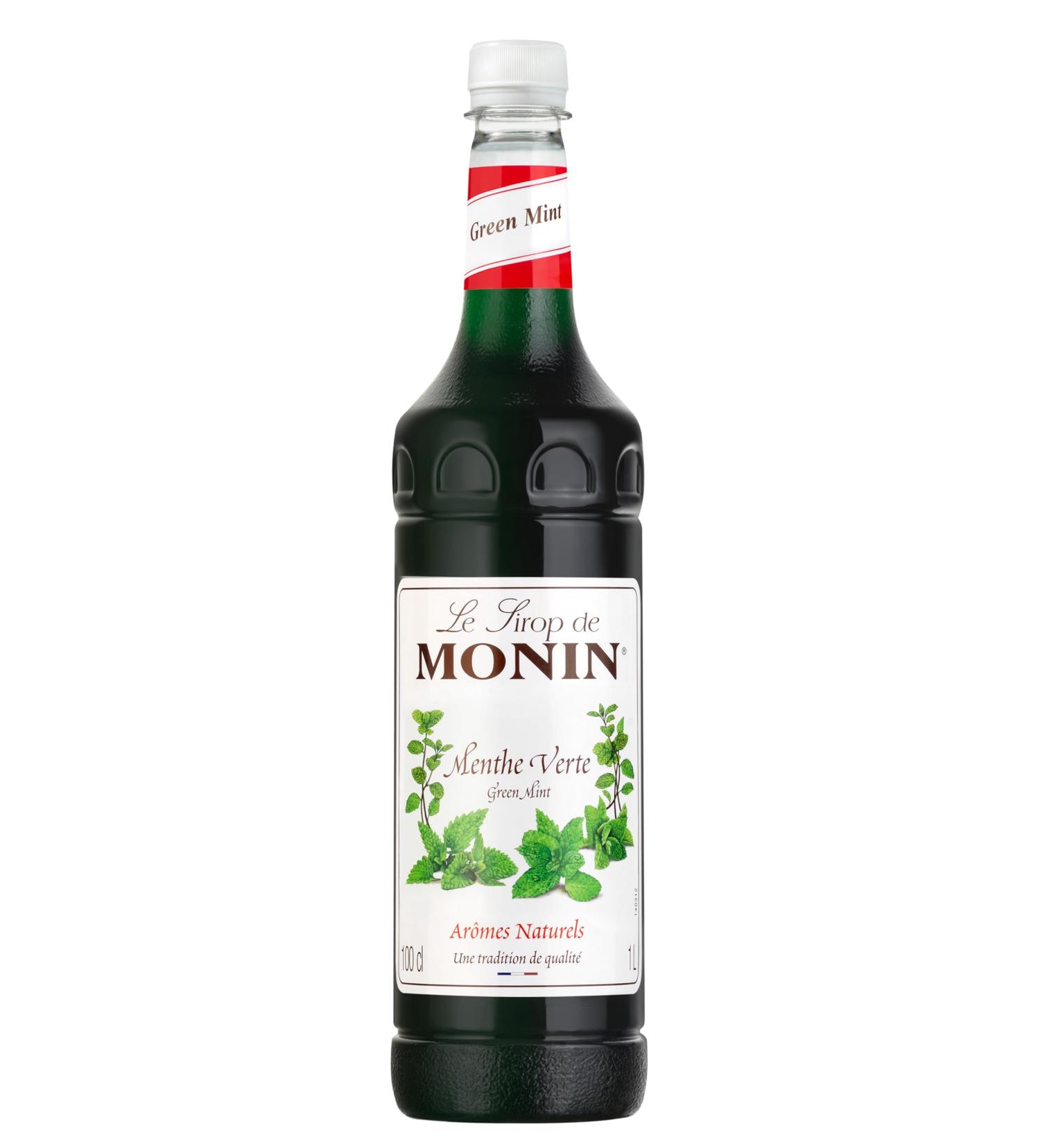 MONIN Premium Green Mint Syrup 1L - Ideal for Cocktails and Mocktails | Vegan-Friendly & Allergen-Free | 100% Natural Flavours - Buy Online on GoSupps.com