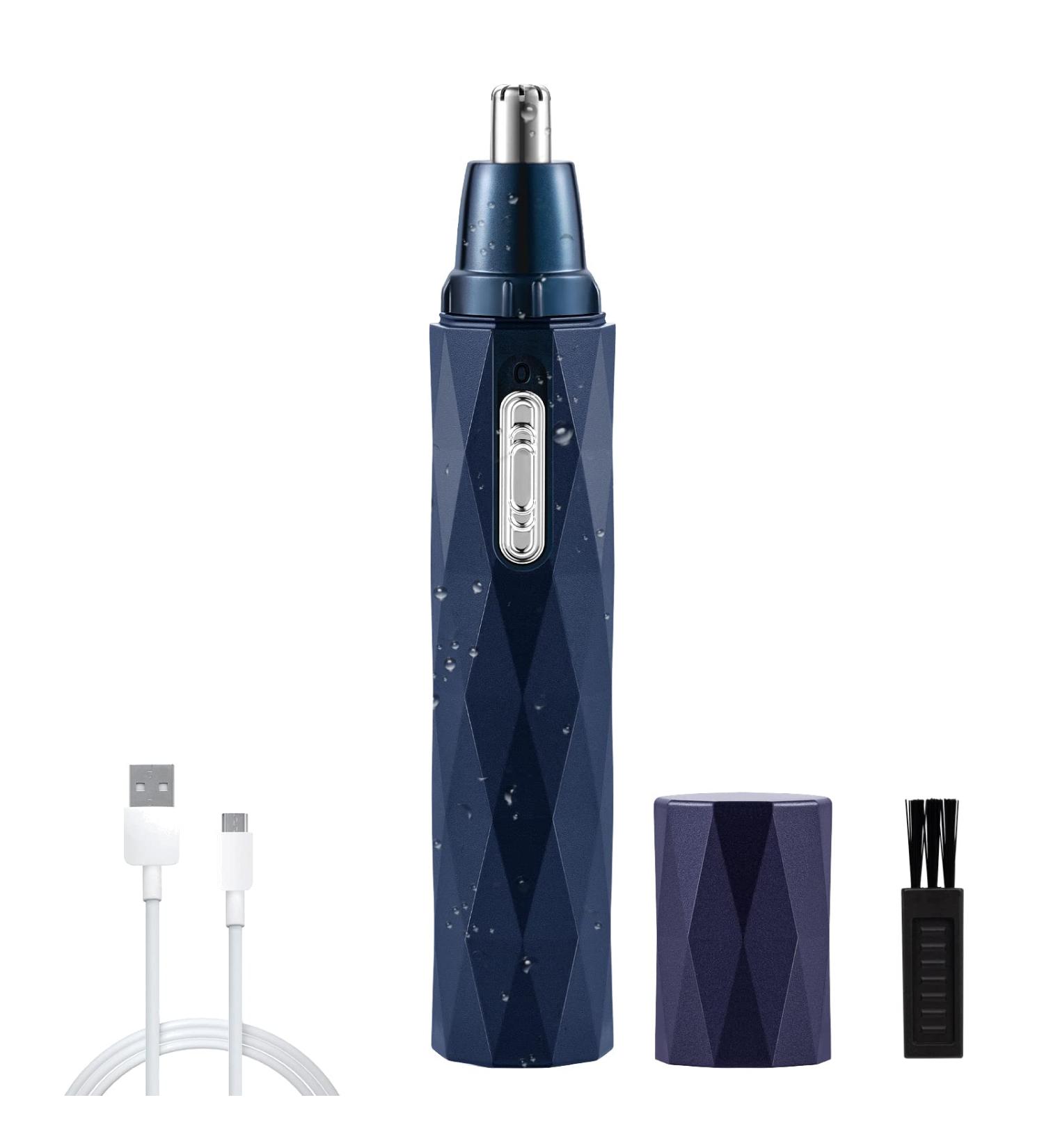 CABLE4U 2021 Rechargeable Nose & Ear Hair Trimmer Scissors - Waterproof Easy Clean Painless Double-Edged Blade - Blue - Buy Online on GoSupps.com