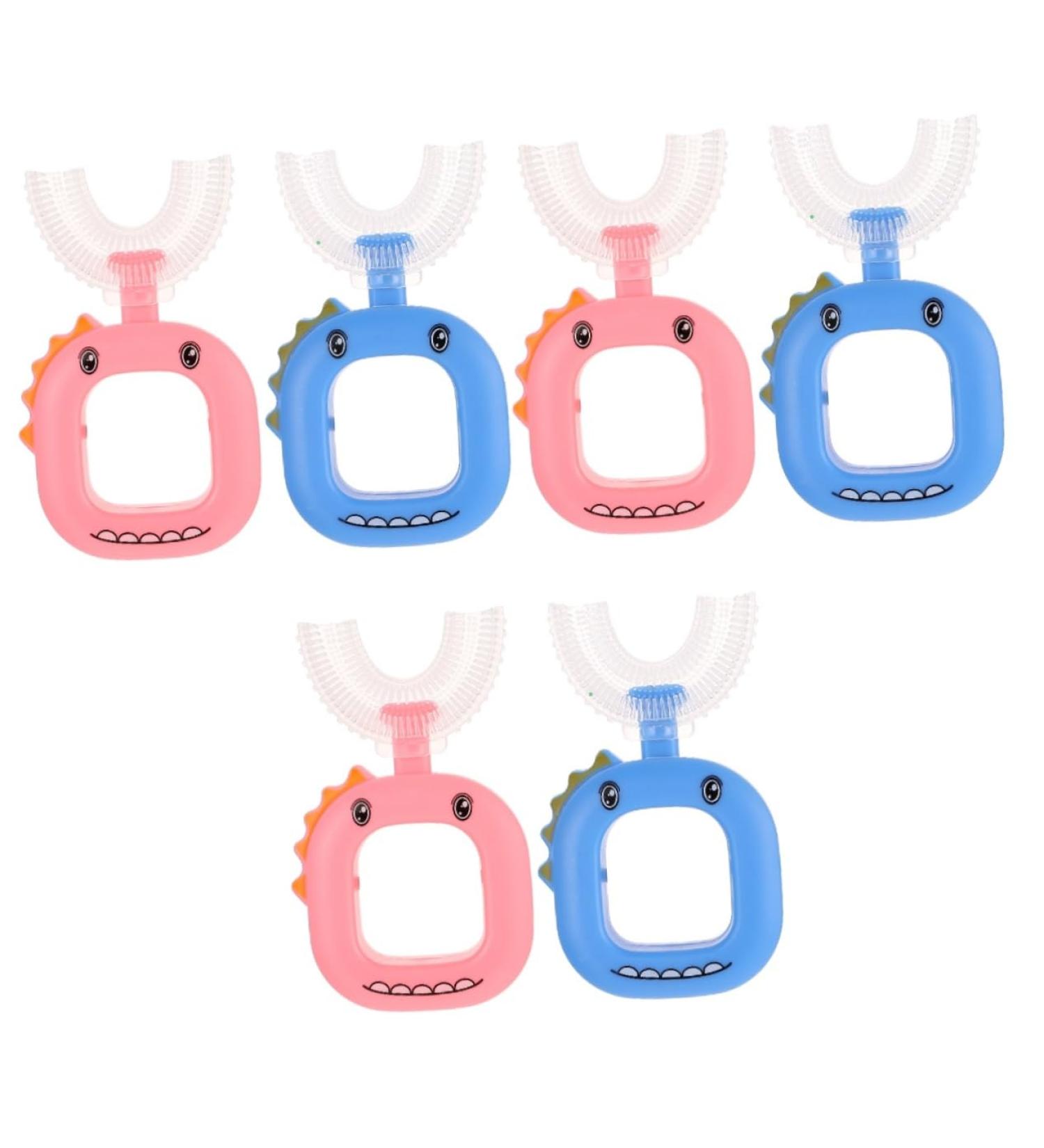 Minkissy U-Shaped Toothbrush Set for Kids - 6 Pack Portable Silicone Manual Toothbrushes for Children - Ideal U-Shape Design for Easy Use - Buy Online on GoSupps.com