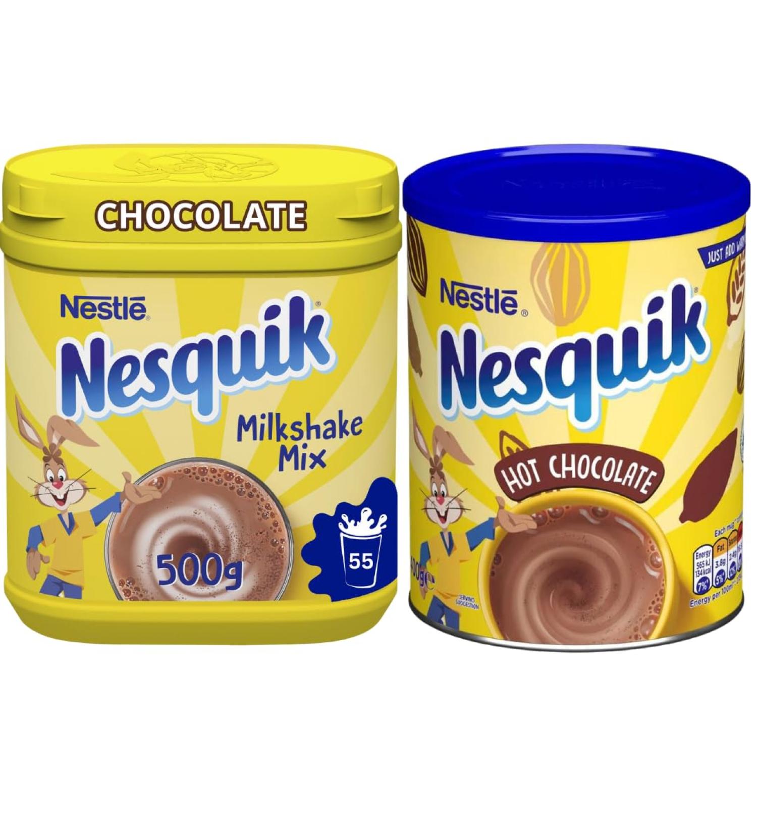 Milkshake & Hot Chocolate Bundle with Nesquik Chocolate Milkshake Tub 500g and Nesquik Hot Chocolate 400g (2 Pack) - Buy Online on GoSupps.com