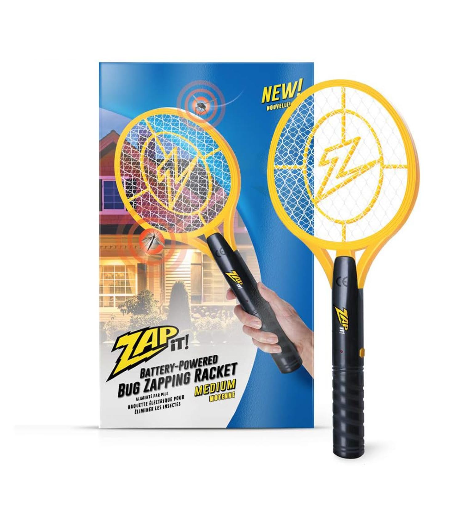 Zap it! Bug Zapper - Battery-Operated Mosquito & Fly Killer Racket with 3500 Volts & LED Light - Includes 2 AA Batteries - Best for Indoor & Outdoor Use - Buy Online on GoSupps.com