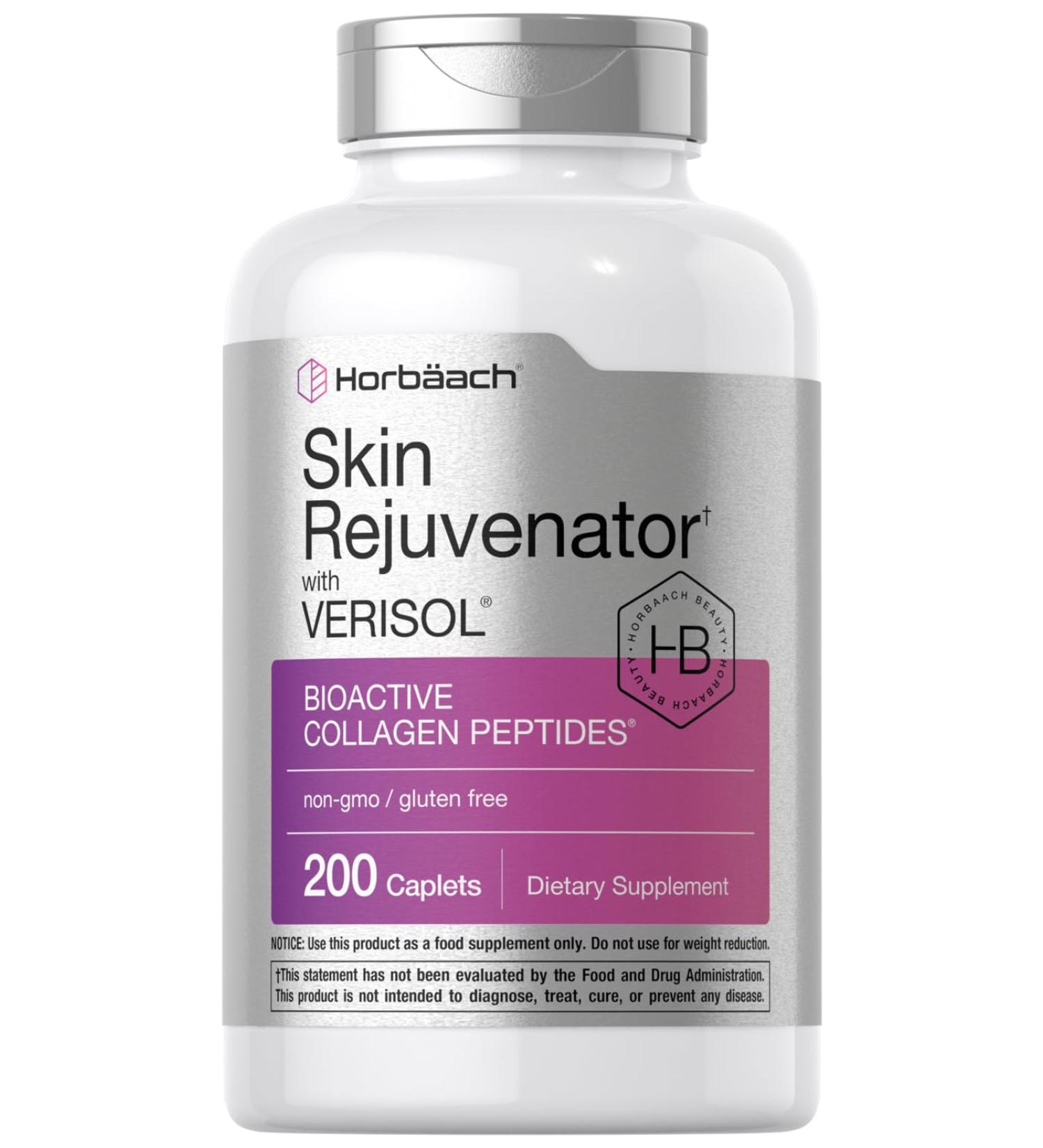 Horb ach Skin Rejuvenator with Verisol | Bioactive Collagen Peptides | 200 Caplets | Non-GMO Gluten Free Supplement - Buy Online on GoSupps.com