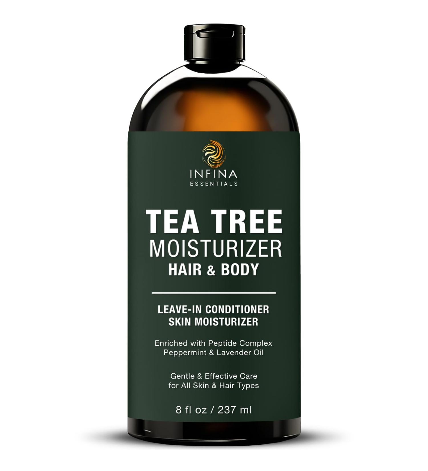 Tea Tree Hair and Body Moisturizer - Hydrating Lotion with Peptides Coconut & Avocado Oils - Daily Leave-In Conditioner for Men & Women - 8 oz - Buy Online on GoSupps.com