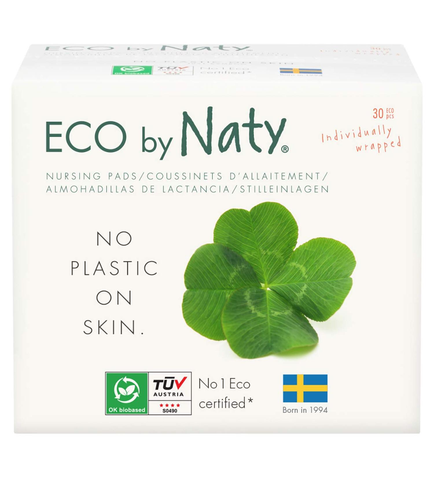 ECO by Naty Nursing Pads - Plant-Based Nipple Pads for Breastfeeding Pregnancy & Postpartum (30 Pads) - Eco-Friendly & Safe for Moms - Buy Online on GoSupps.com