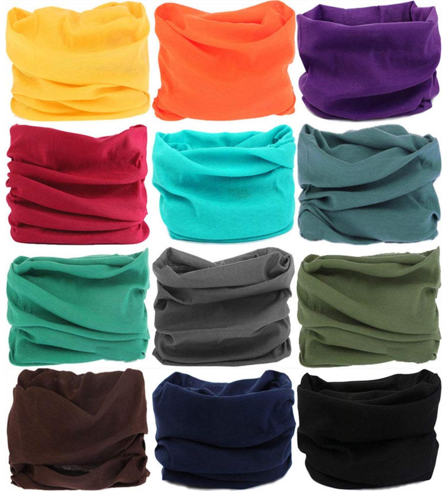 VANCROWN Headband Neck Gaiter 12PCS Solid Color - Unisex Face Mask Bandana - Buy Online on GoSupps.com