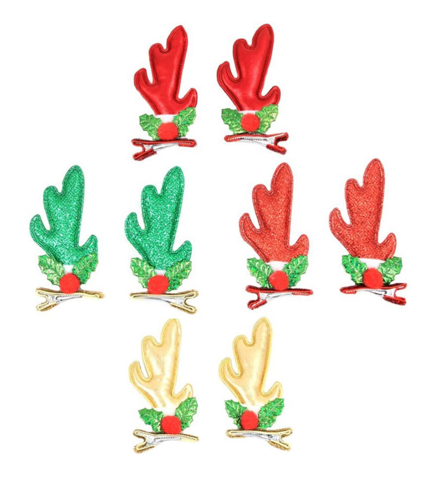 FRCOLOR 8 Pairs Cute Hair Clips Girls Christmas Barrette Kids Hairpin Christmas Party Stocking Suffers Hair Accessory for Girls Kids Decor Antler Barrette Child Korean Version Pu Headgear