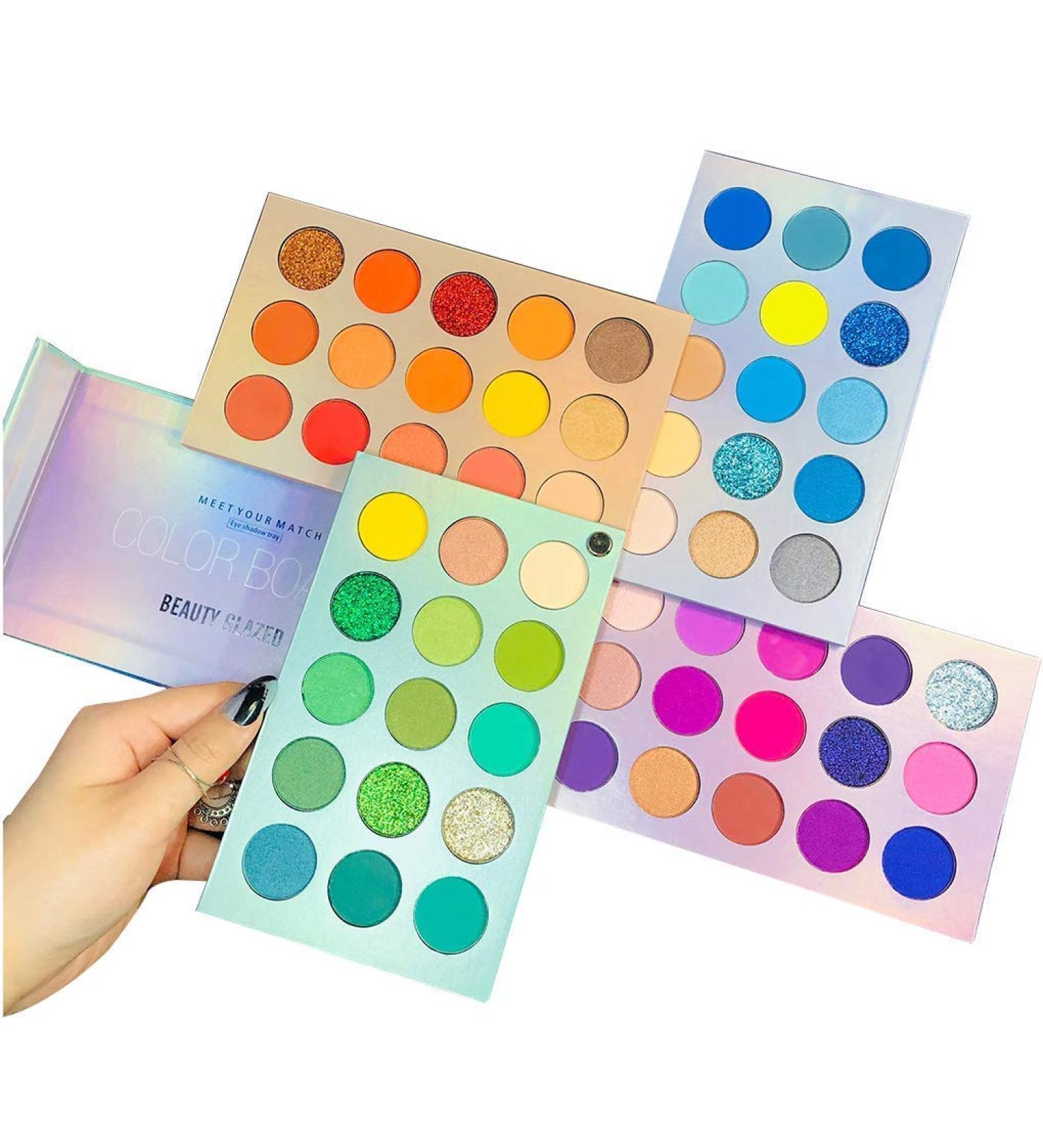 Beauty Searcher 60 Colors Palette - 4 in 1 Highly Pigmented Eyeshadow Palette | Bright Nude Shimmer Matte & Glitter Cream Shades - Buy Online on GoSupps.com