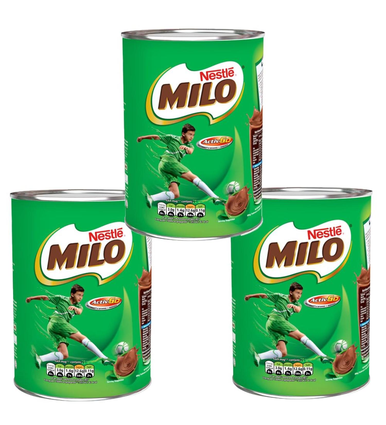 Nestle 3 x 400g Chocolate Flavour Milo Milk Drink With Welari Thank You Card Malted Vitamin Minerals Calcium Activ-go for Kids (1.2kg) - Buy Online on GoSupps.com