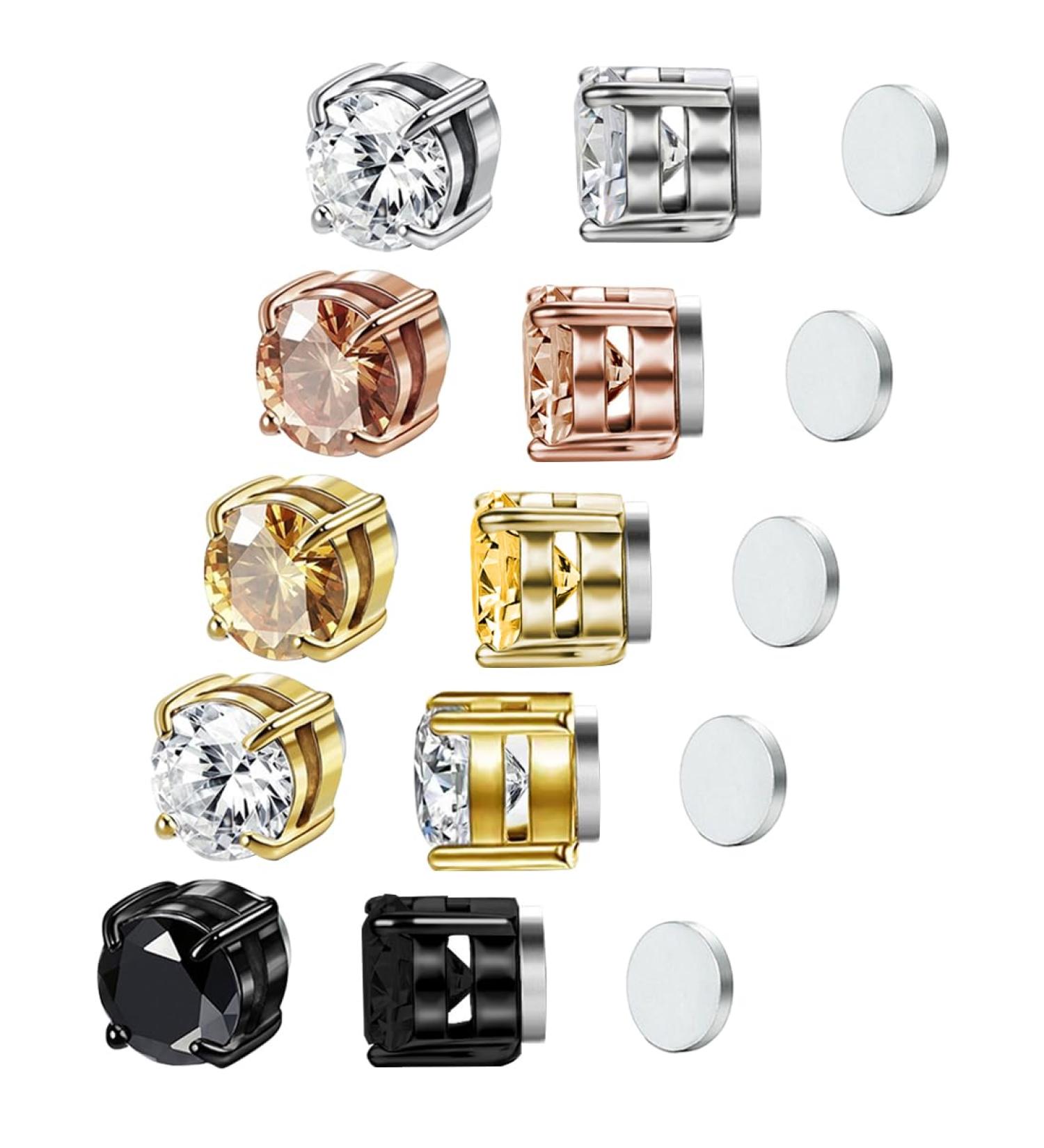 Magnetic Earrings for Women - Acupressure Ultra Strength Non-Piercing Diamond Magnet Set with Gift Box (5 Pairs - Buy Online on GoSupps.com