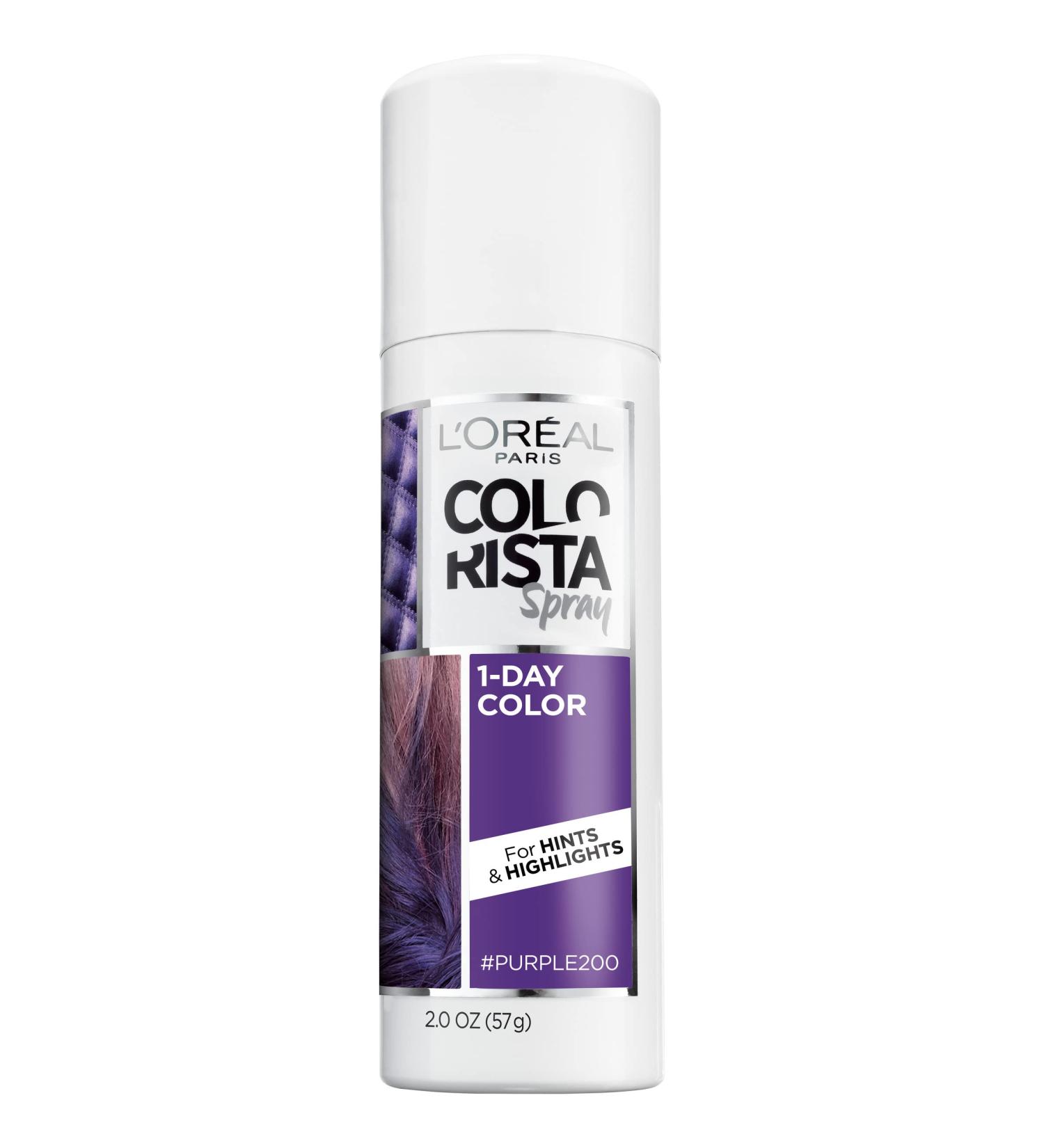 L'Oreal Paris Colorista Purple Temporary Hair Color Spray 2oz - Washable & 1-Day Wear - Buy Online on GoSupps.com
