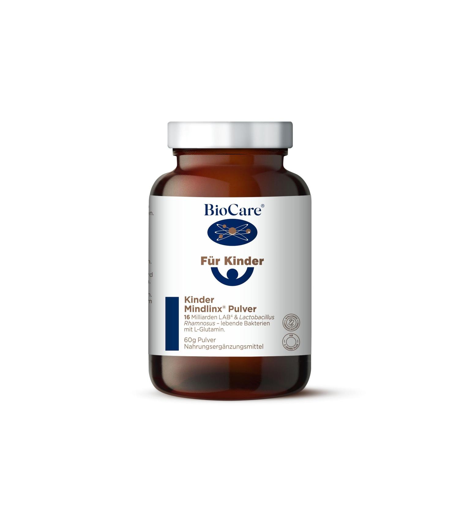 Biocare Kinder Mindlinx Powder | 16 Billion Lab4 & Lactobacillus Rhamnosus | Probiotic Supplement with L-Glutamine | 60g | International Shipping Available - Buy Online on GoSupps.com