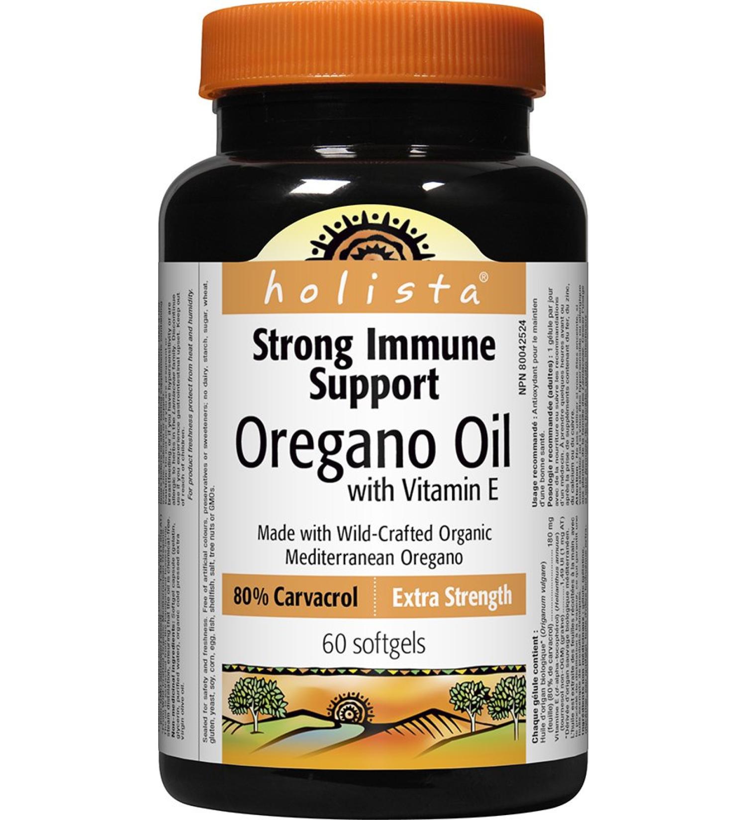 Holista Oregano Oil with Vitamin E Extra Strength 60 Softgels Immune and Antioxidant Health - Buy Online on GoSupps.com